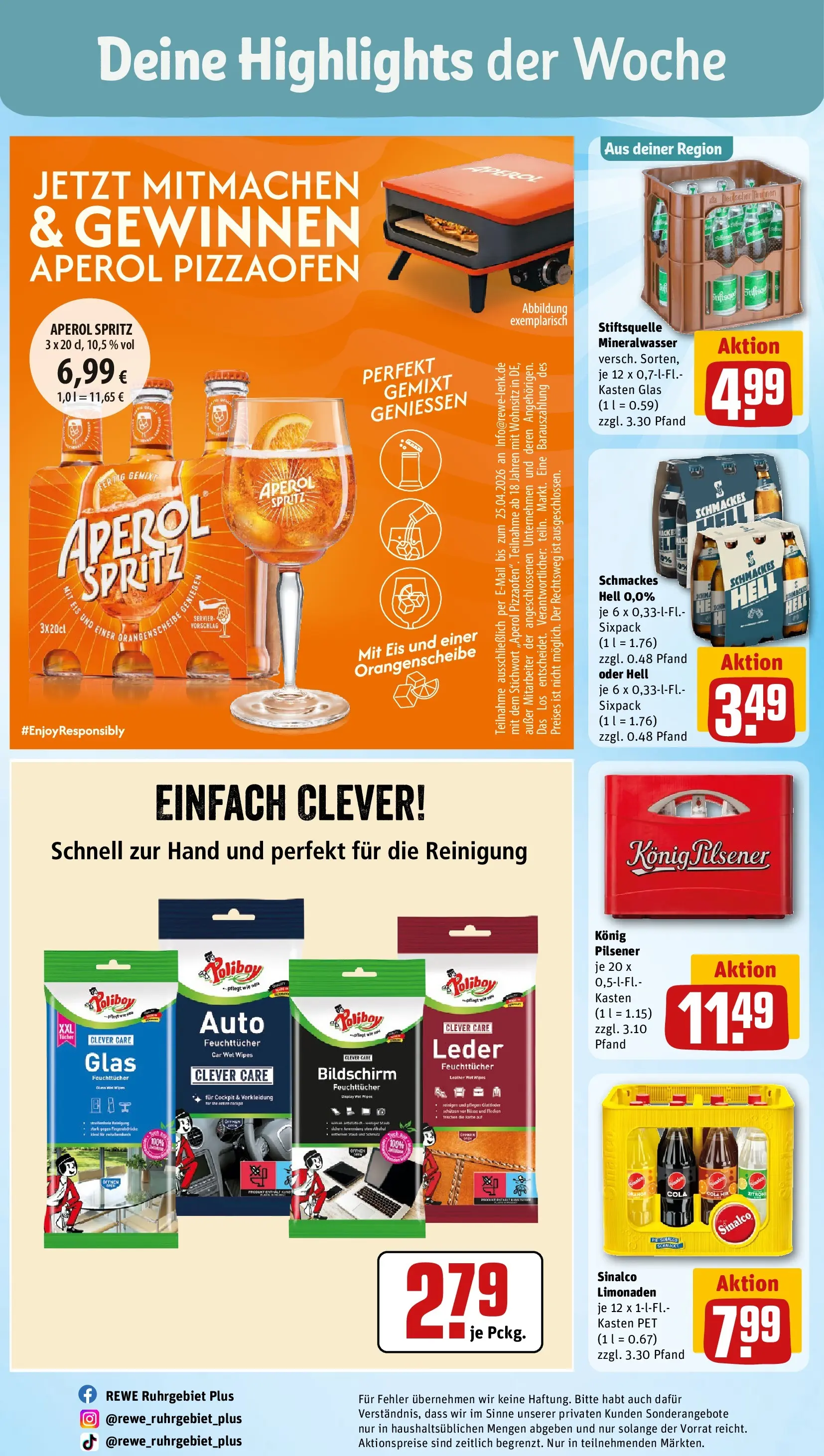 REWE Prospekt ab 20.04.2026 zum Blättern » Angebote | Seite: 30 | Produkte: Sinalco, Cola, Bildschirm, Eis