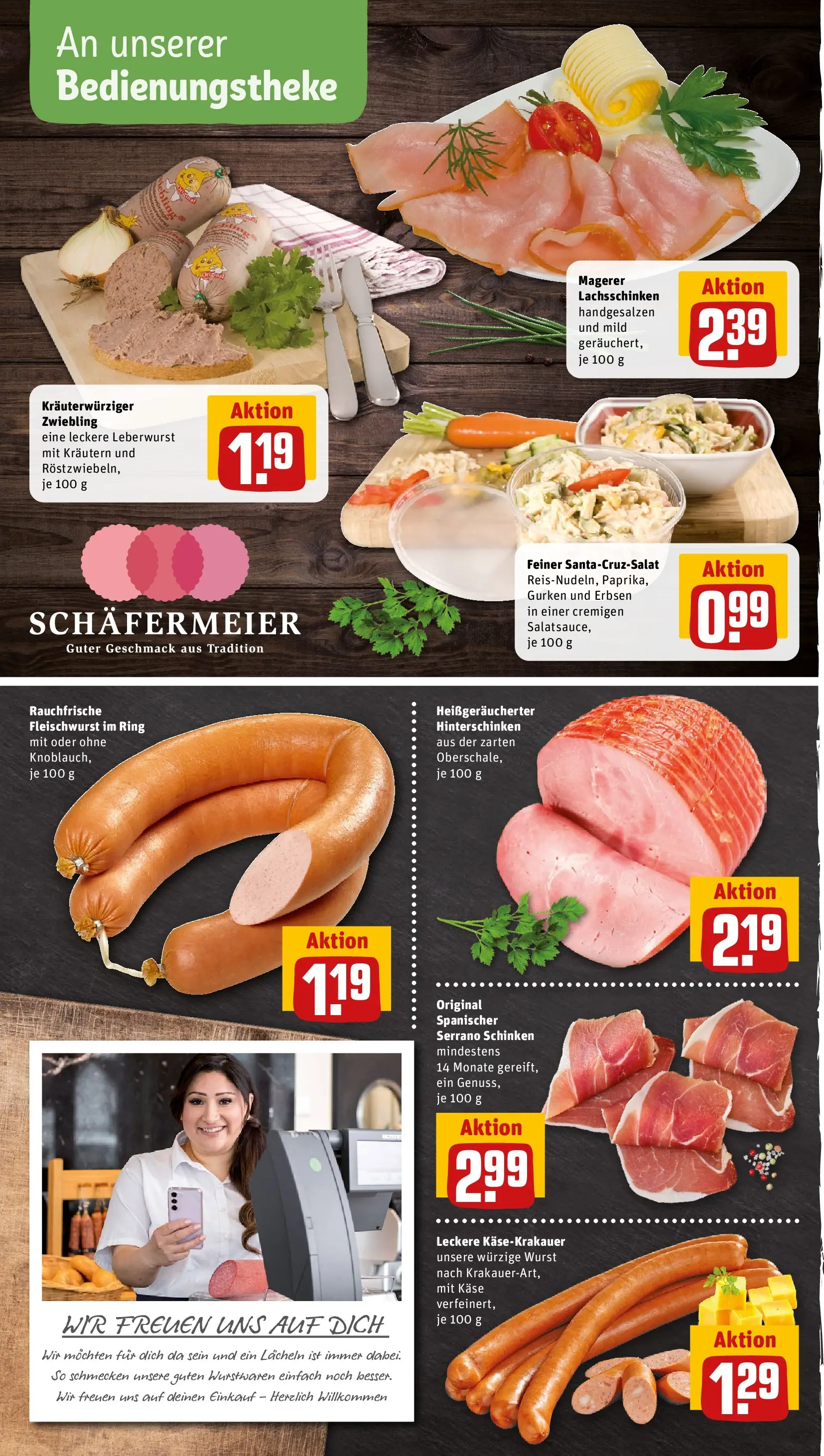 REWE Prospekt ab 20.04.2026 zum Blättern » Angebote | Seite: 8 | Produkte: Käse, Wurst, Knoblauch, Schinken