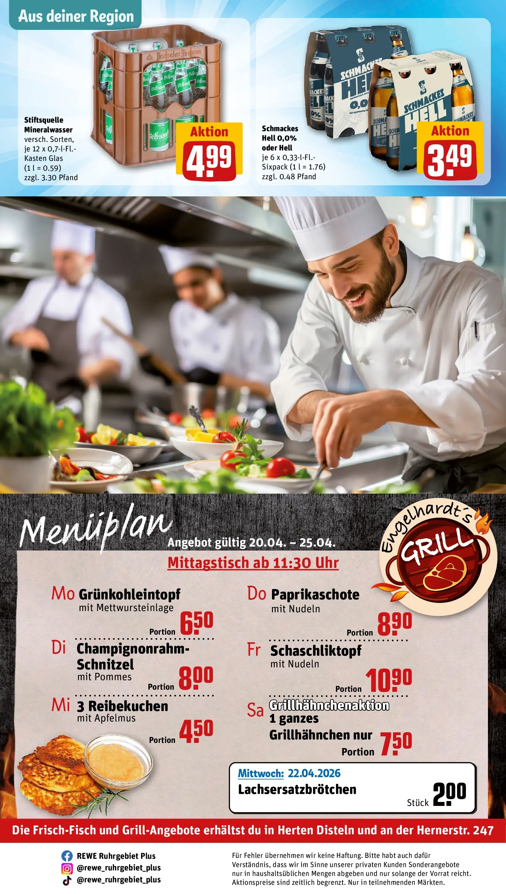 REWE Prospekt ab 20.04.2026 zum Blättern » Angebote | Seite: 30 | Produkte: Grill, Schnitzel, Nudeln, Uhr