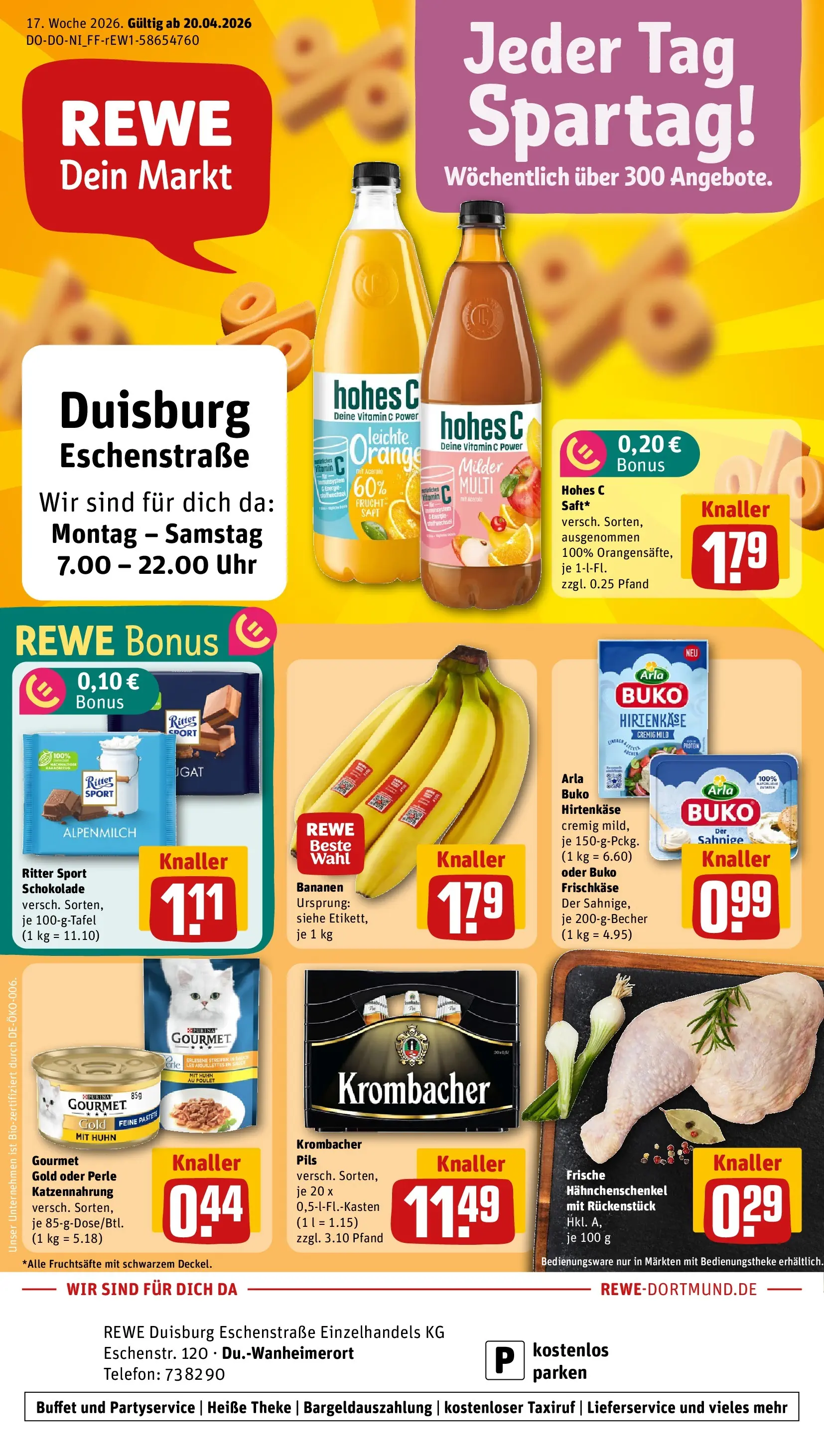 REWE Prospekt ab 20.04.2026 zum Blättern » Angebote | Seite: 1 | Produkte: Theke, Pils, Hohes c, Uhr