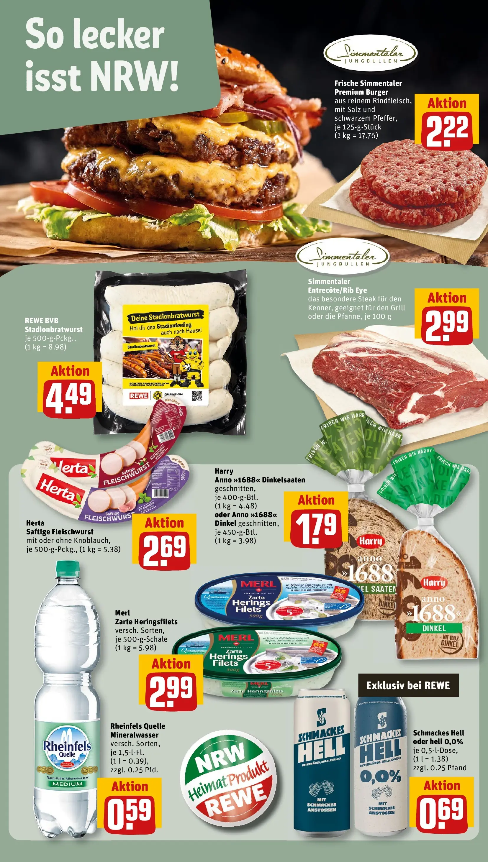 REWE Prospekt ab 20.04.2026 zum Blättern » Angebote | Seite: 20 | Produkte: Grill, Burger, Zwiebeln, Rheinfels quelle