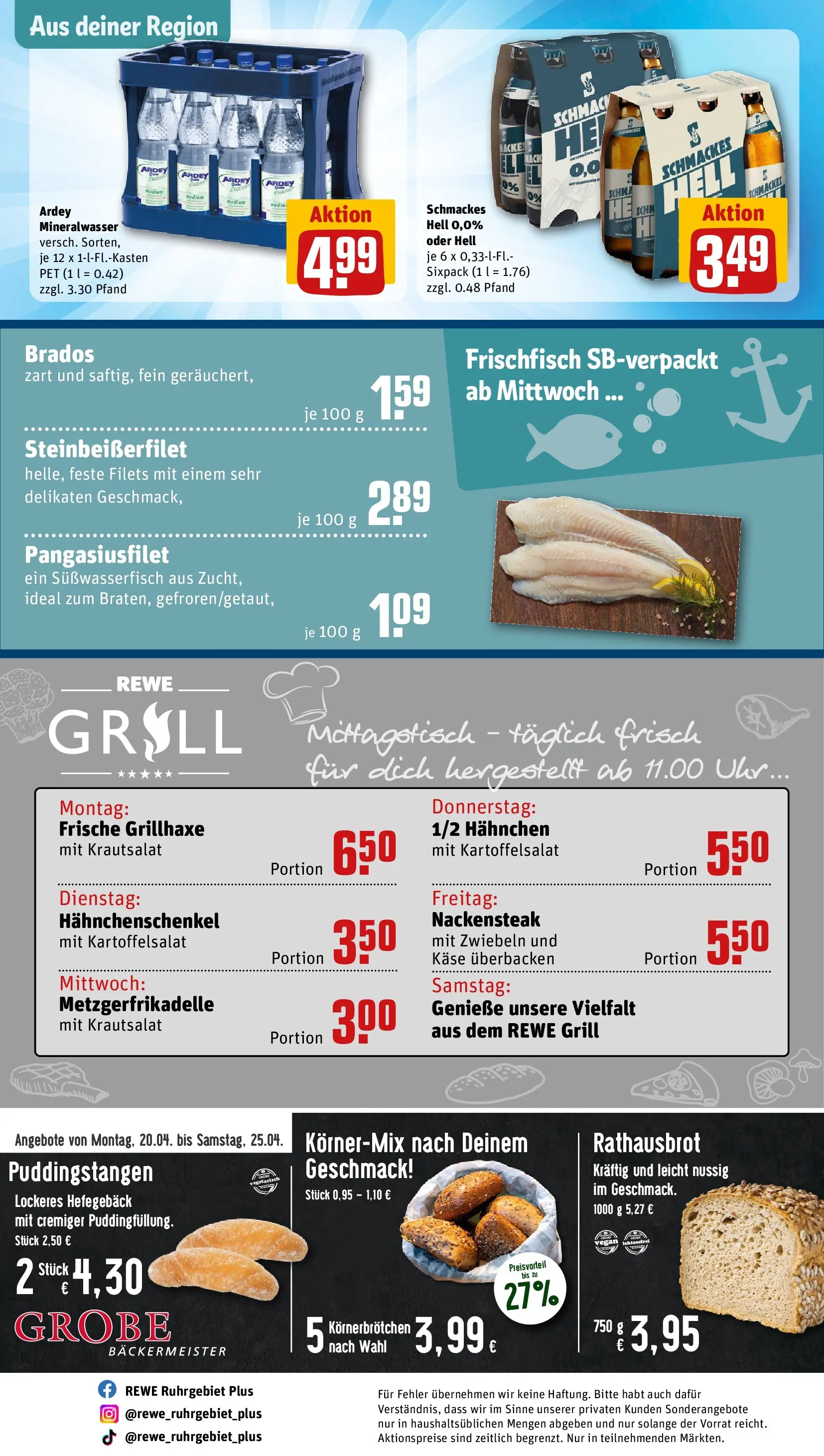 REWE Prospekt ab 20.04.2026 zum Blättern » Angebote | Seite: 30 | Produkte: Grill, Hahnchen, Mineralwasser, Uhr