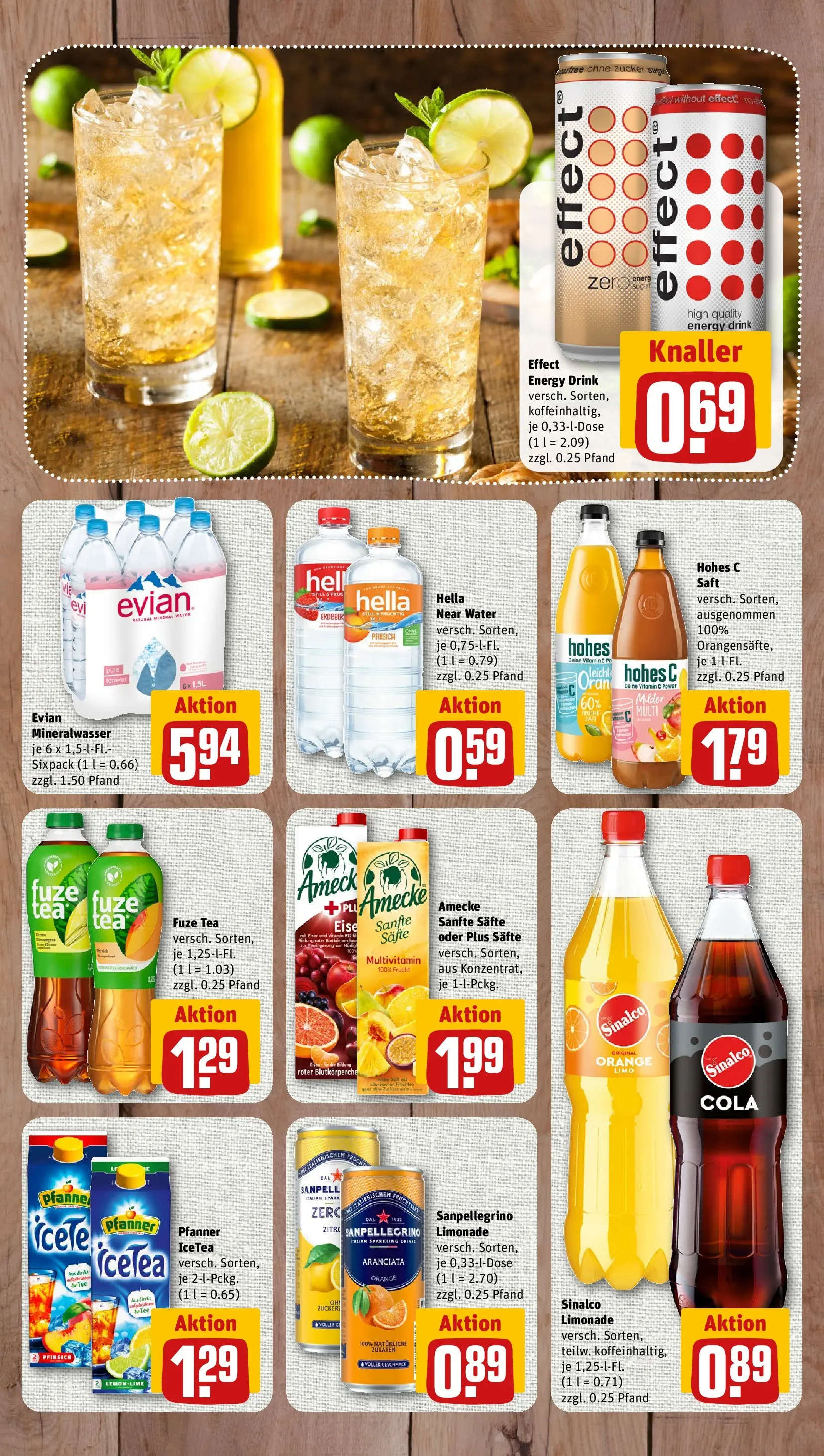 REWE Prospekt ab 20.04.2026 zum Blättern » Angebote | Seite: 10 | Produkte: Limonade, Mineralwasser, Pfirsich, Hohes c