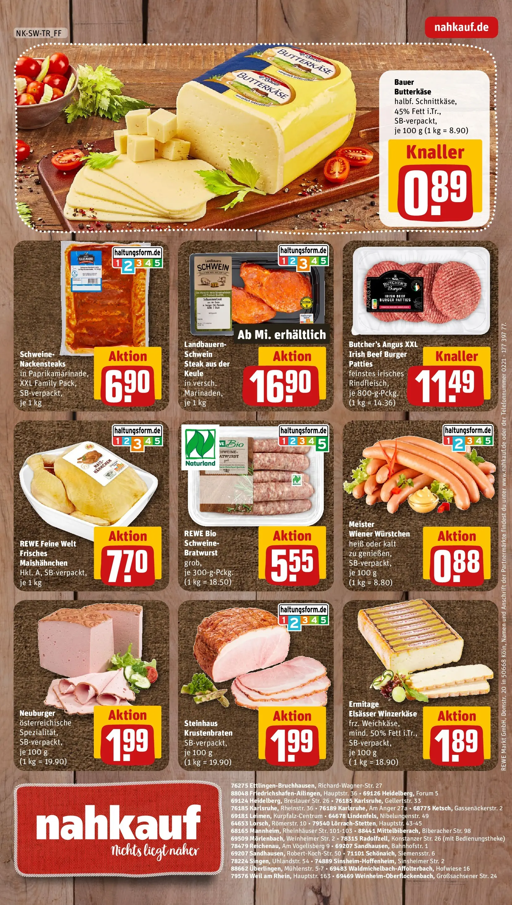REWE Prospekt ab 20.04.2026 zum Blättern » Angebote | Seite: 8 | Produkte: Nackensteaks, Bratwurst, Krustenbraten, Steak