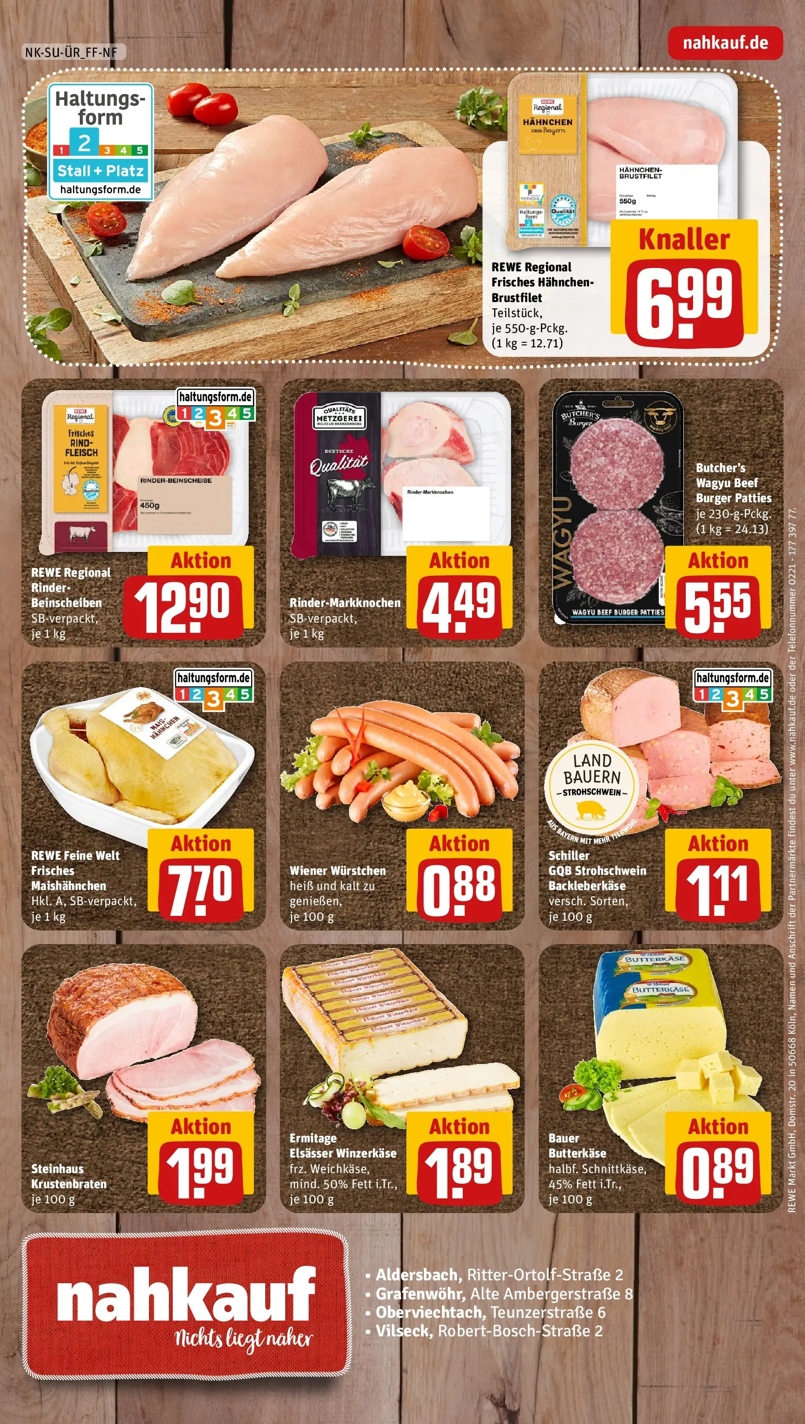 REWE Prospekt ab 20.04.2026 zum Blättern » Angebote | Seite: 8 | Produkte: Hahnchen, Butter, Krustenbraten, Fleisch