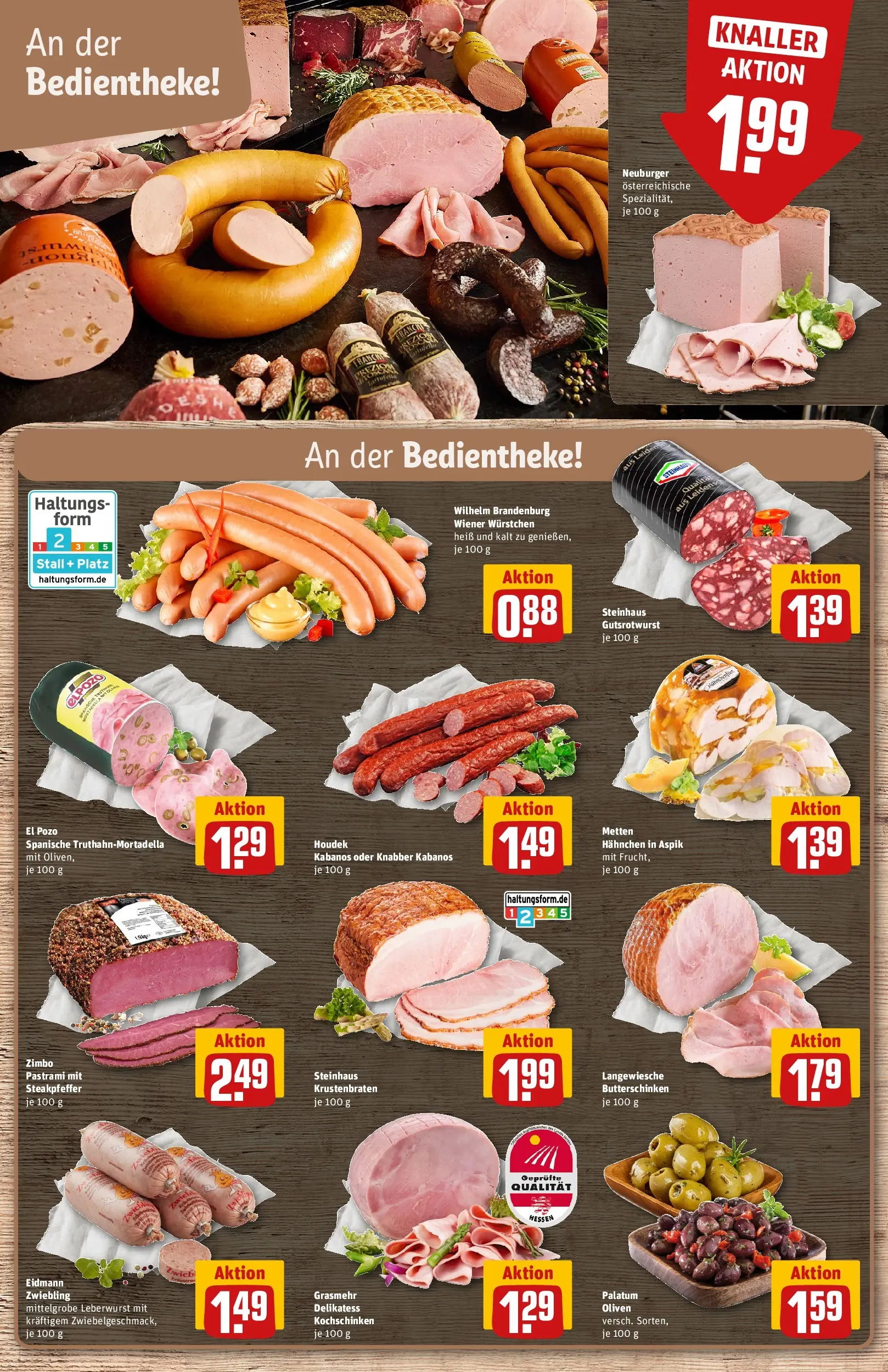 REWE Prospekt ab 20.04.2026 zum Blättern » Angebote | Seite: 14 | Produkte: Hahnchen, Wiener wurstchen, Krustenbraten