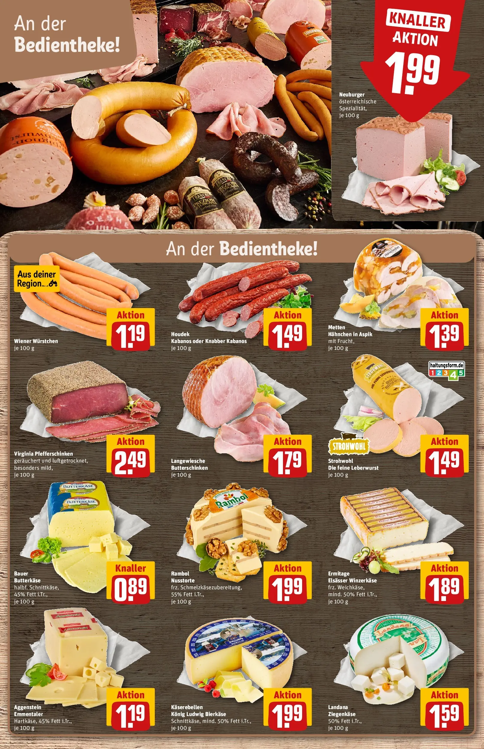 REWE Prospekt ab 20.04.2026 zum Blättern » Angebote | Seite: 16 | Produkte: Hahnchen, Wiener wurstchen, Käse, Ziegenkäse