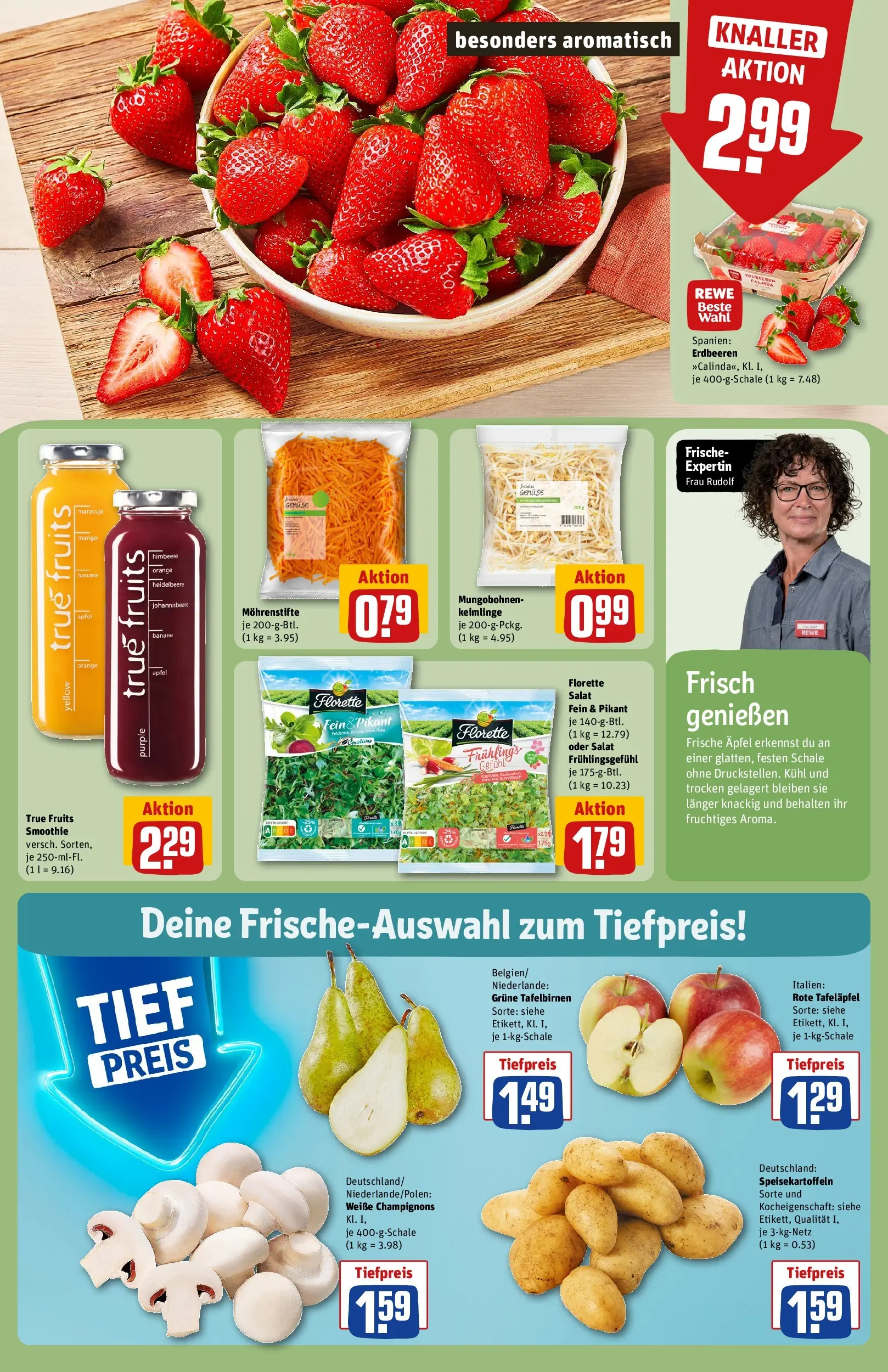 REWE Prospekt ab 20.04.2026 zum Blättern » Angebote | Seite: 10 | Produkte: Äpfel, Mango, Erdbeeren, Salat