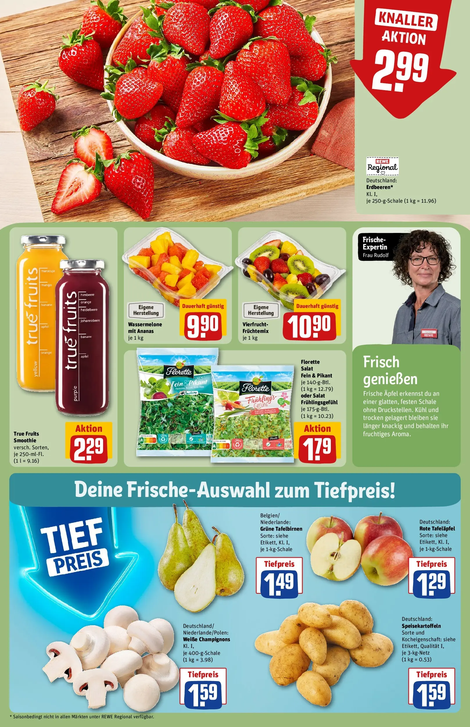REWE Prospekt ab 20.04.2026 zum Blättern » Angebote | Seite: 10 | Produkte: Champignons, Mango, Himbeere, Salat