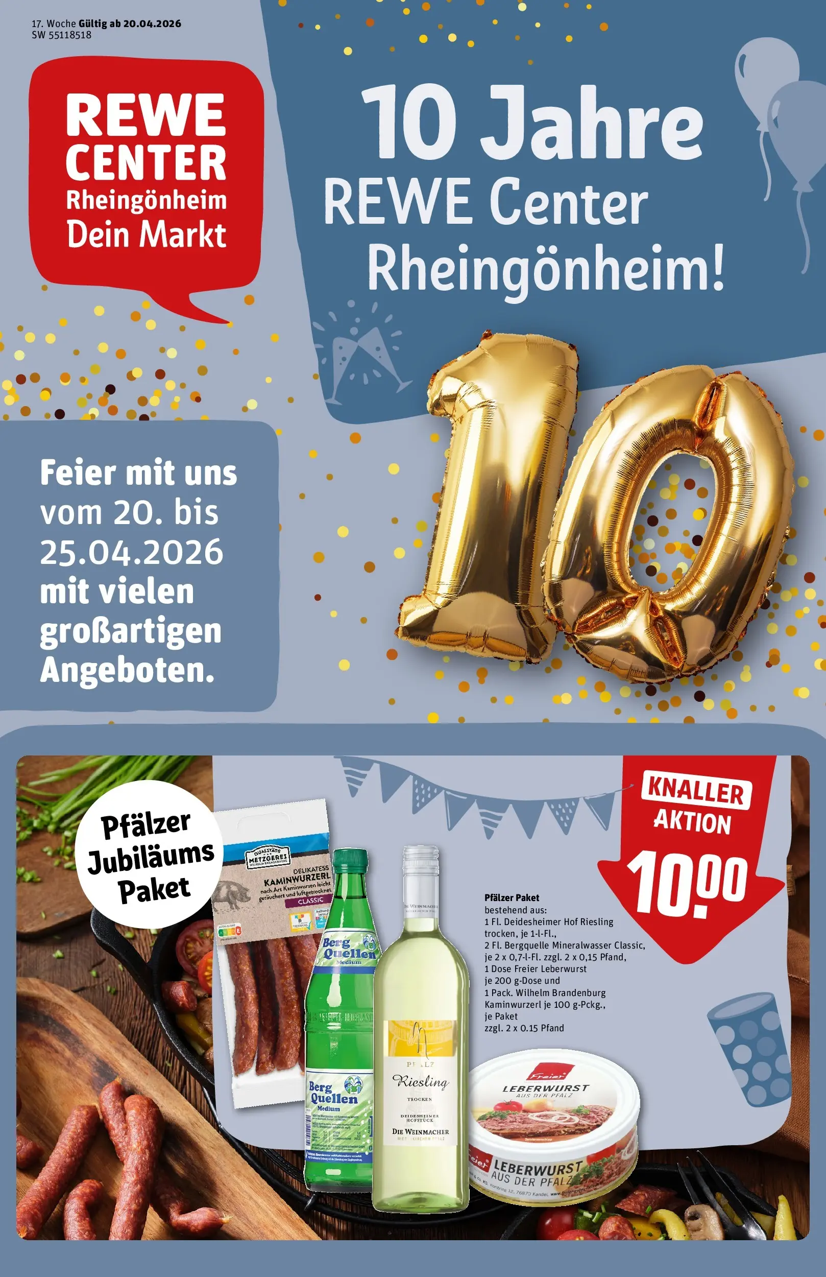 REWE Prospekt ab 20.04.2026 zum Blättern » Angebote | Seite: 1 | Produkte: Eier, Mineralwasser, Salami