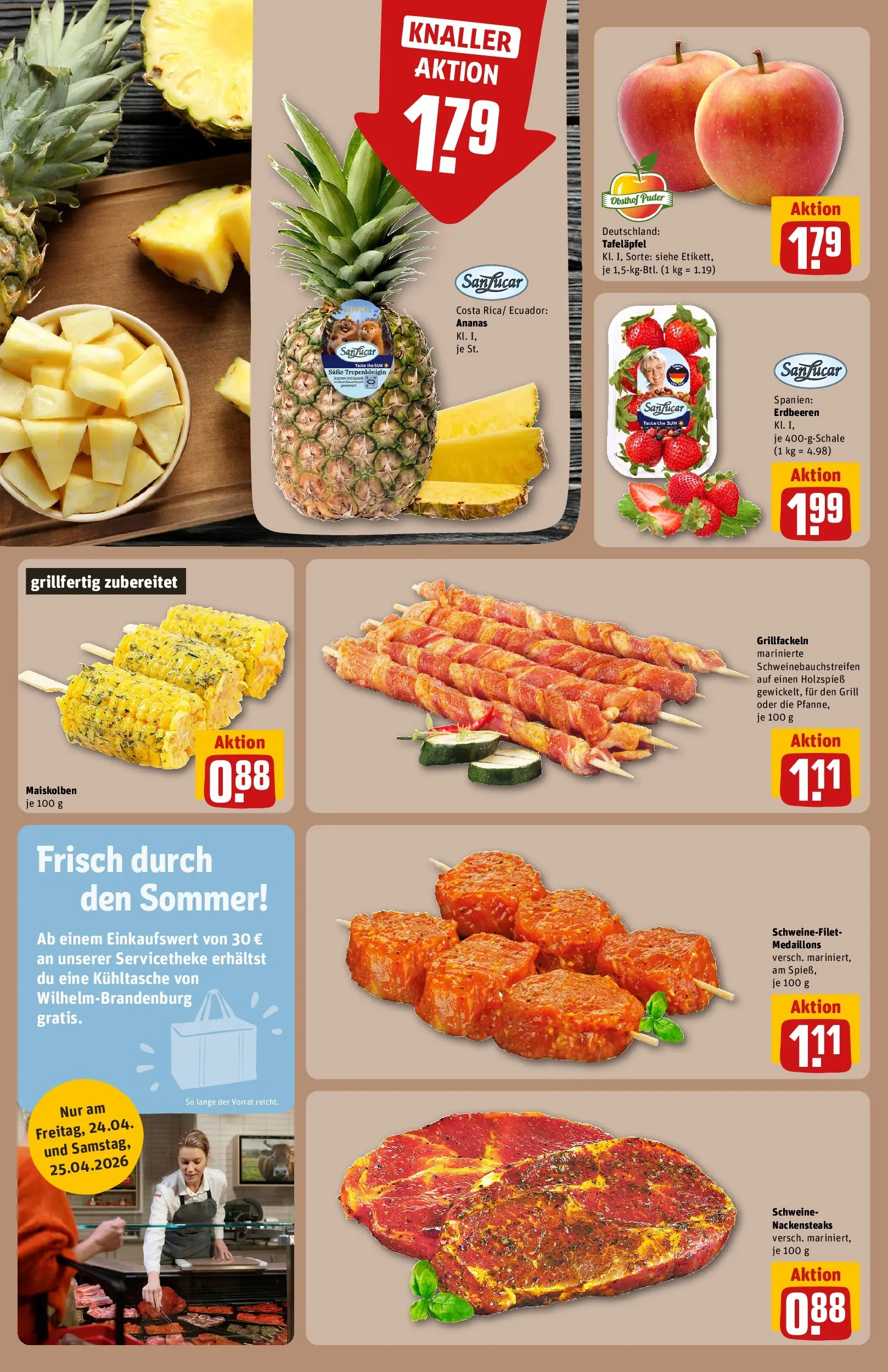 REWE Prospekt ab 20.04.2026 zum Blättern » Angebote | Seite: 2 | Produkte: Puder, Ananas, Schweinefilet, Erdbeeren