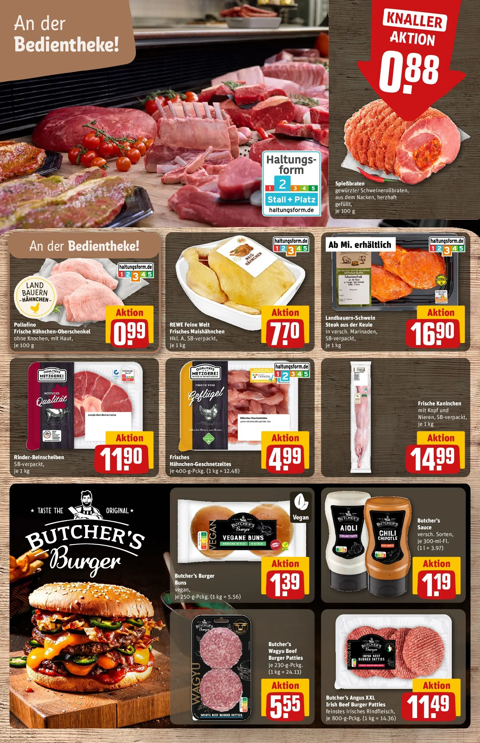 REWE Prospekt ab 20.04.2026 zum Blättern » Angebote | Seite: 14 | Produkte: Hahnchen, Kaninchen, Burger, Chili