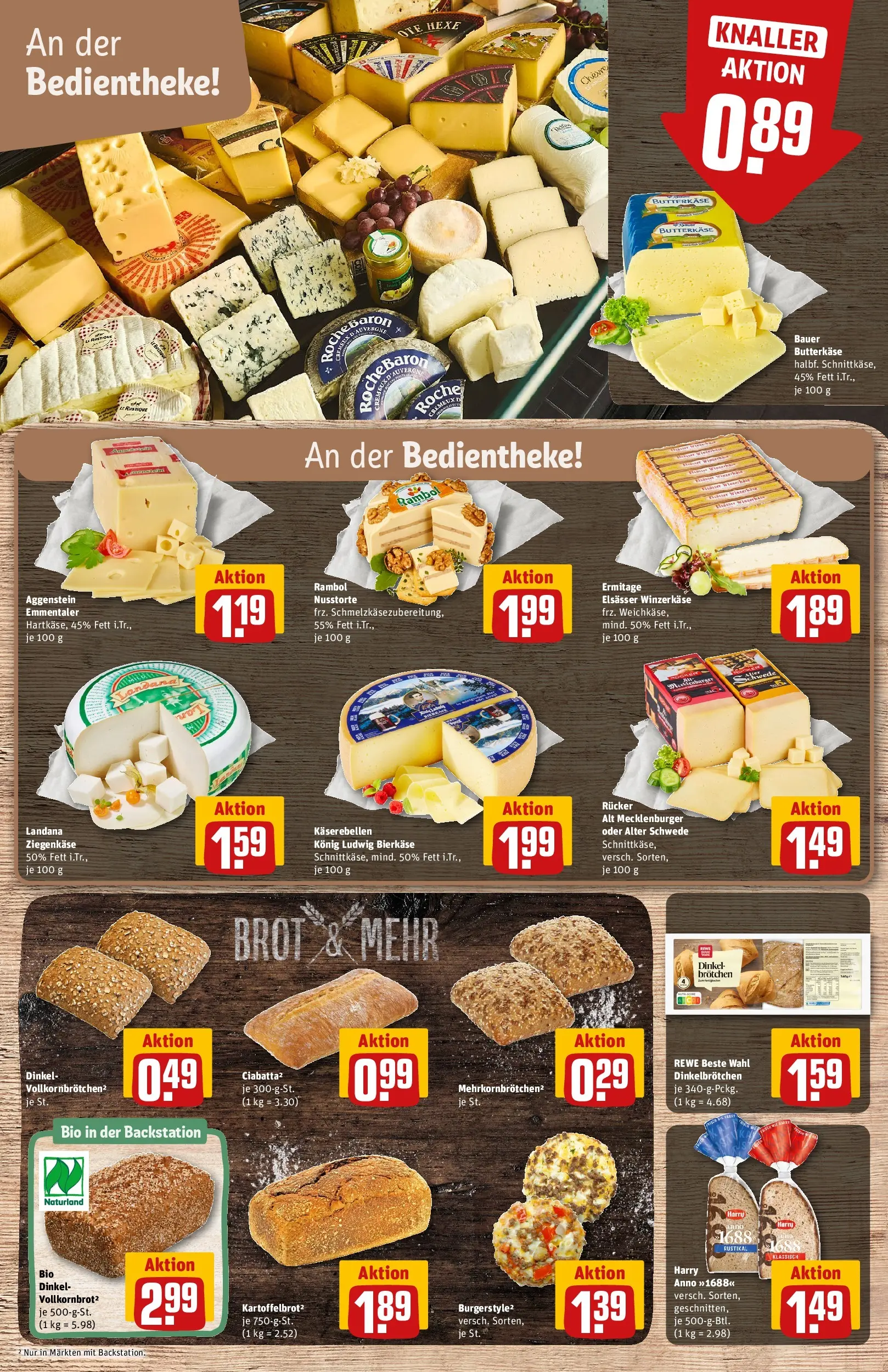 REWE Prospekt ab 20.04.2026 zum Blättern » Angebote | Seite: 17 | Produkte: Käse, Ziegenkäse, Brot