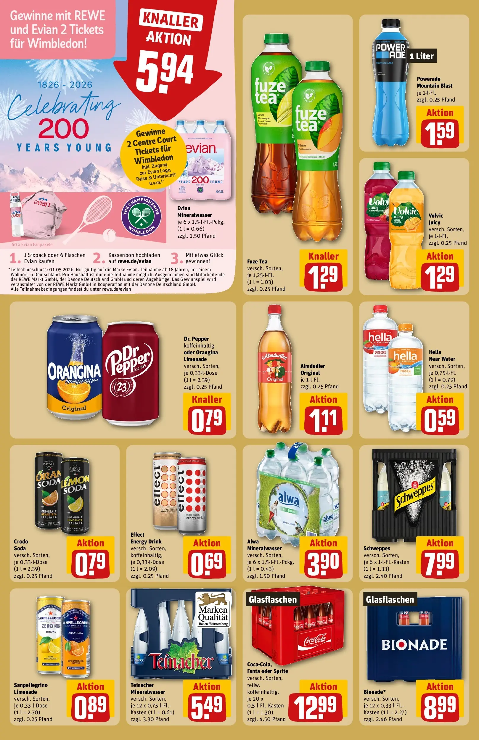REWE Prospekt ab 20.04.2026 zum Blättern » Angebote | Seite: 26 | Produkte: Fuze tea, Sprite, Schweppes, Zitrone