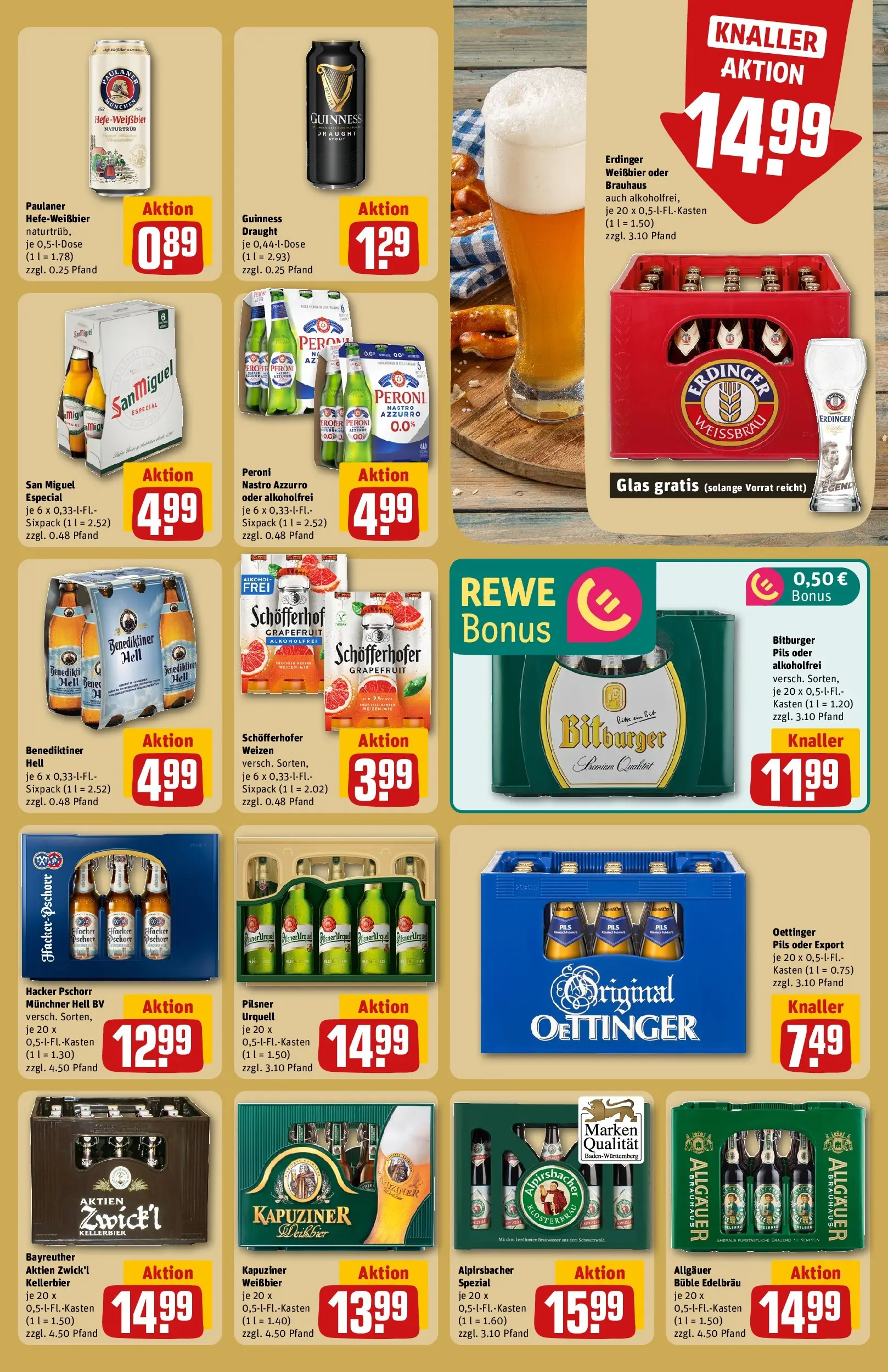 REWE Prospekt ab 20.04.2026 zum Blättern » Angebote | Seite: 27 | Produkte: Erdinger, Oettinger, Benediktiner hell, Pilsner urquell