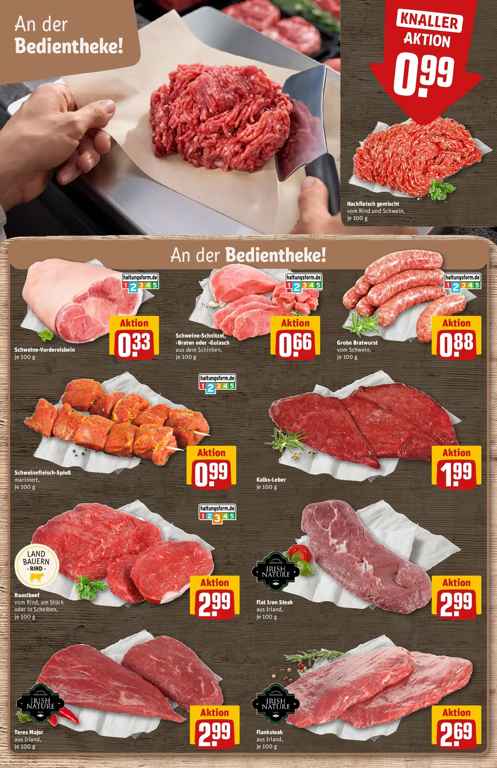 REWE Prospekt ab 20.04.2026 zum Blättern » Angebote | Seite: 15 | Produkte: Bratwurst, Roastbeef, Steak, Hackfleisch