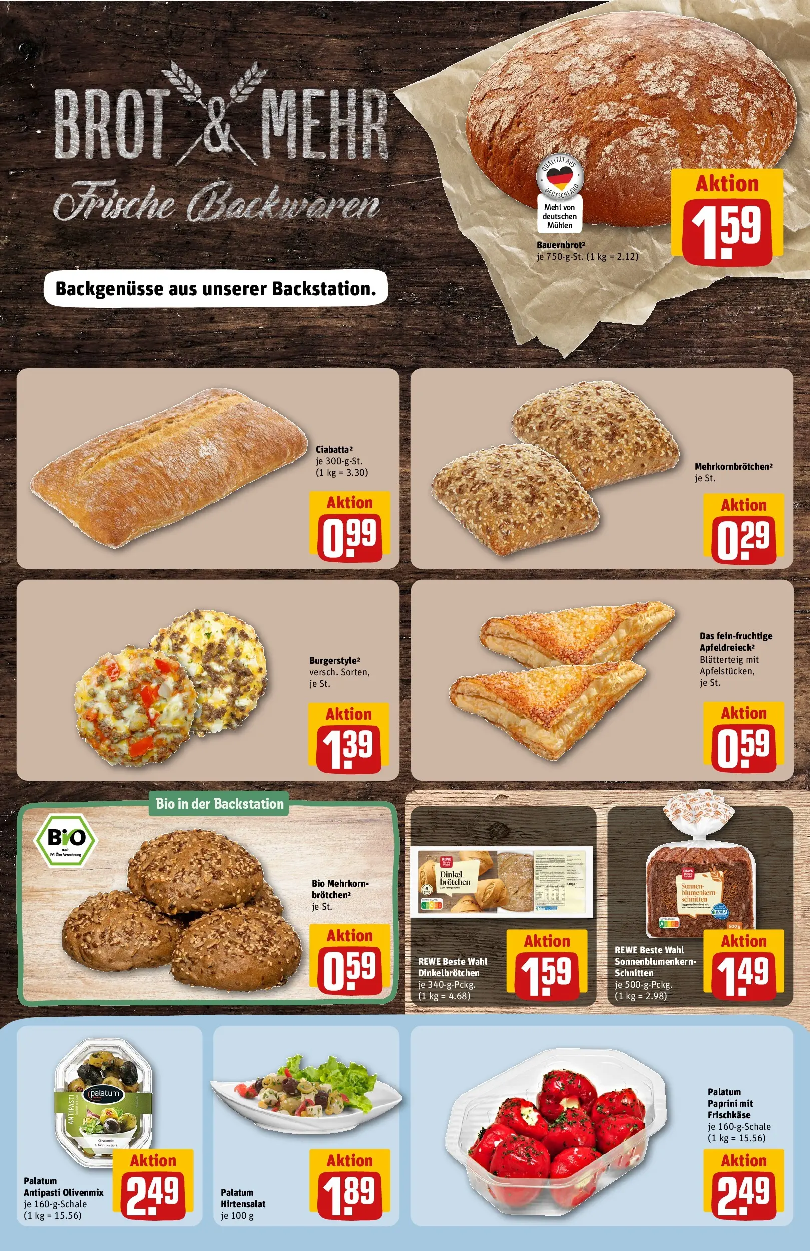 REWE Prospekt ab 20.04.2026 zum Blättern » Angebote | Seite: 18 | Produkte: Mehl, Burger bun, Apple, Brot