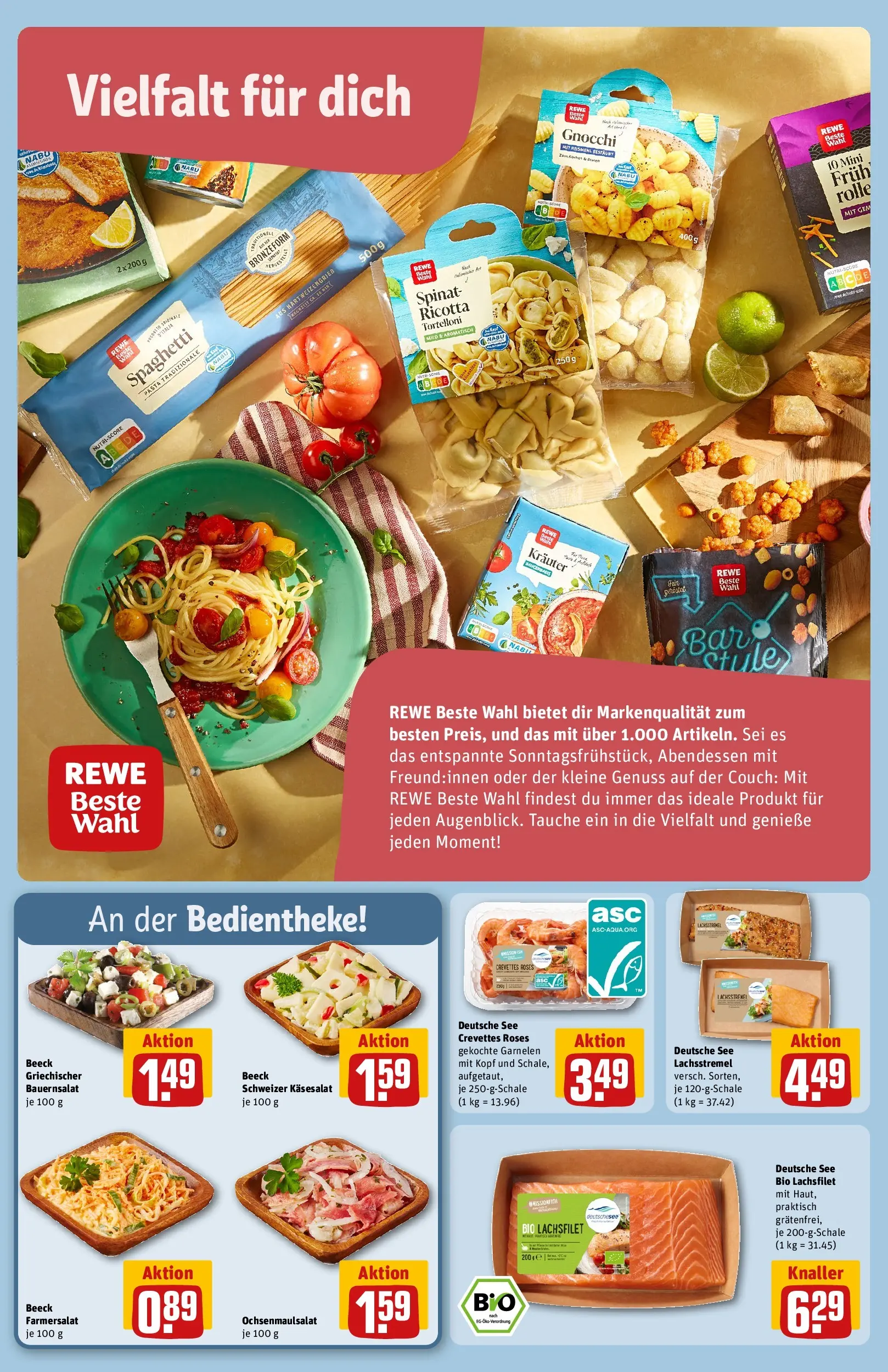 REWE Prospekt ab 20.04.2026 zum Blättern » Angebote | Seite: 18 | Produkte: Couch, Garnelen, Pasta