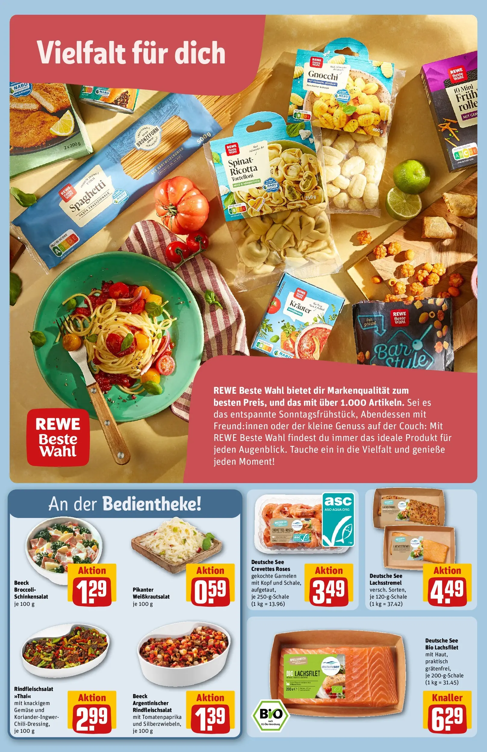 REWE Prospekt ab 20.04.2026 zum Blättern » Angebote | Seite: 16 | Produkte: Couch, Garnelen, Gemüse, Pasta