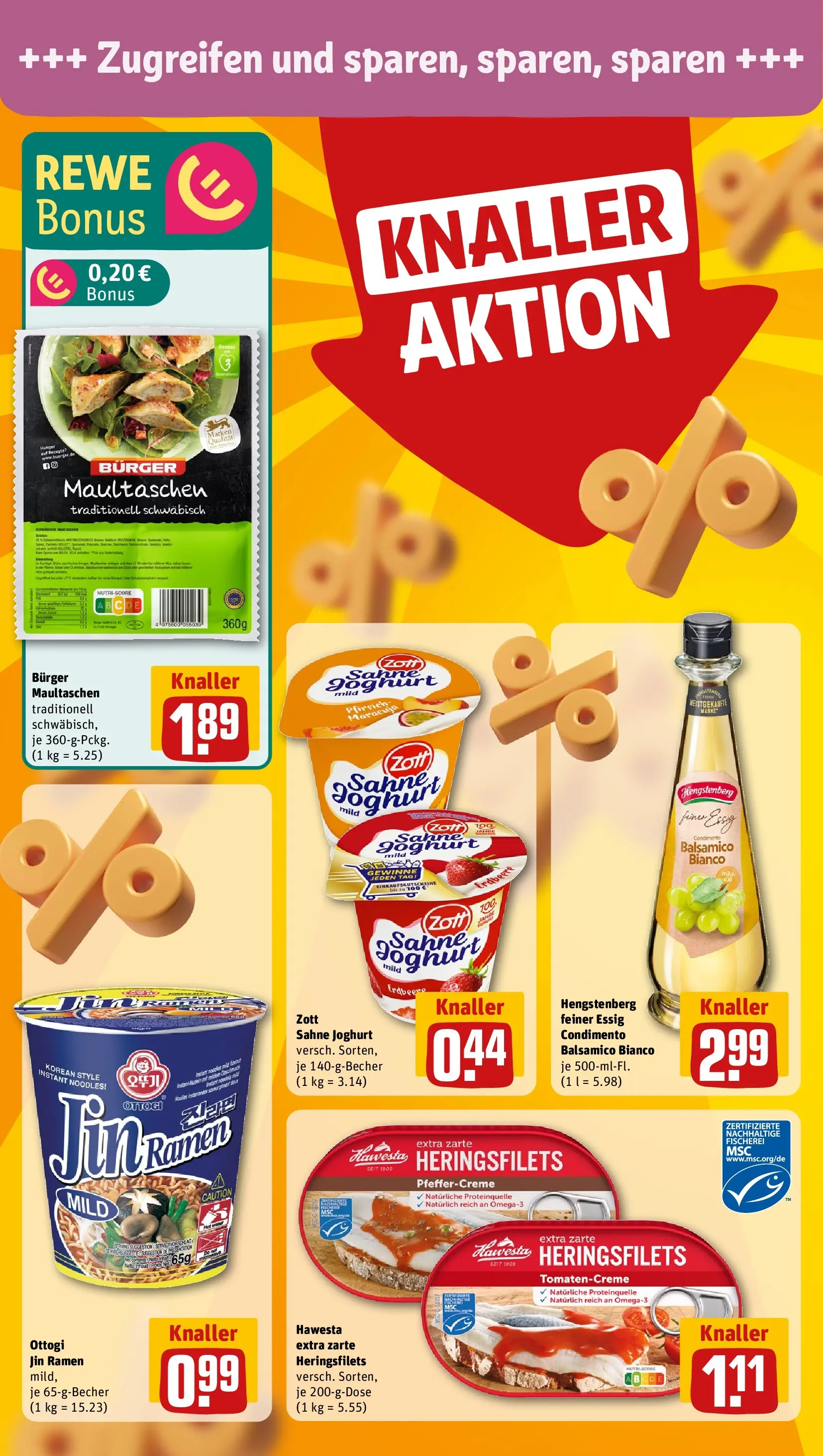 REWE Prospekt ab 20.04.2026 zum Blättern » Angebote | Seite: 6 | Produkte: Joghurt, Balsamico, Burger, Maultaschen