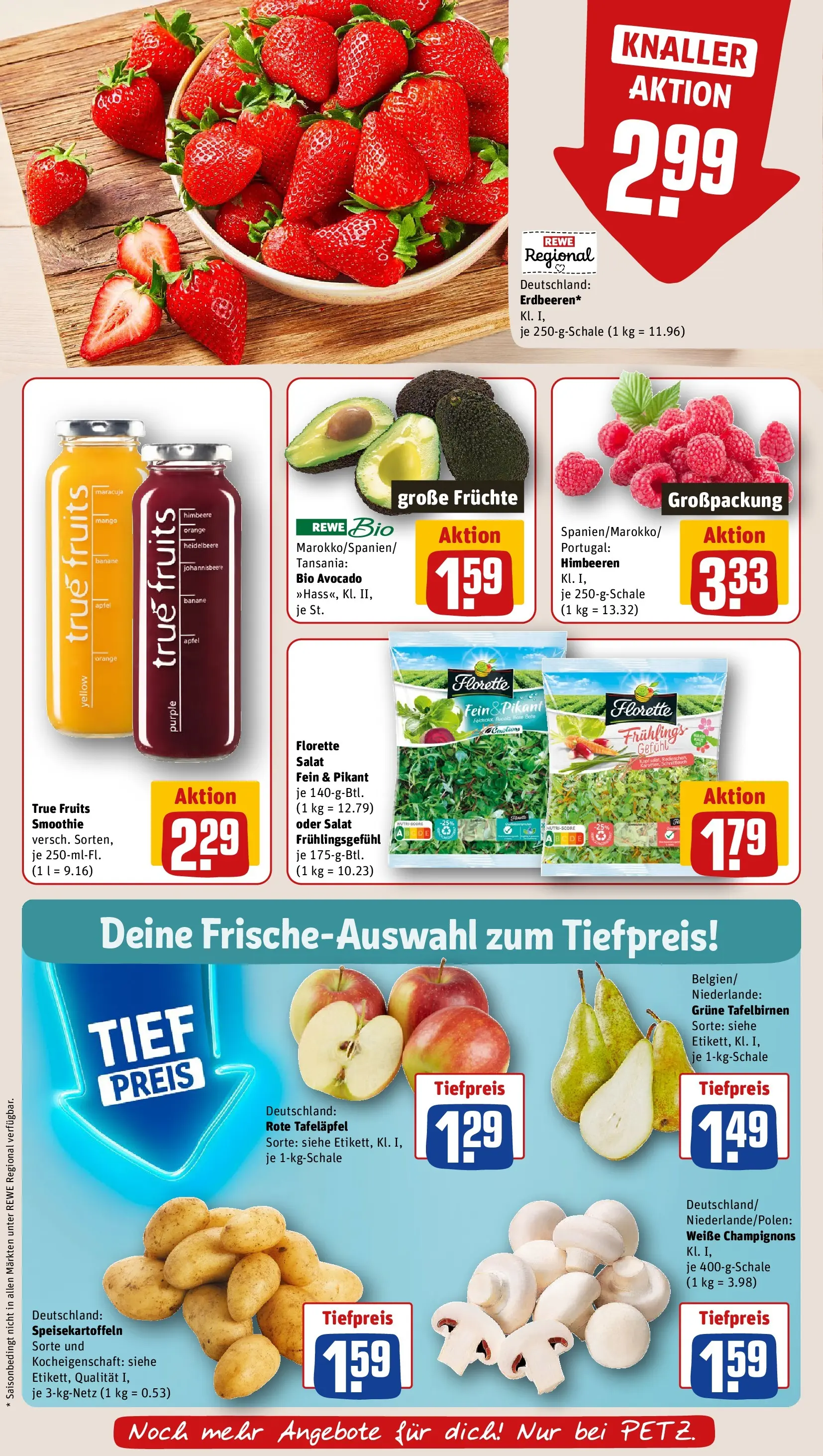 REWE Prospekt ab 20.04.2026 zum Blättern » Angebote | Seite: 8 | Produkte: Rucola, Avocado, Himbeere, Erdbeeren