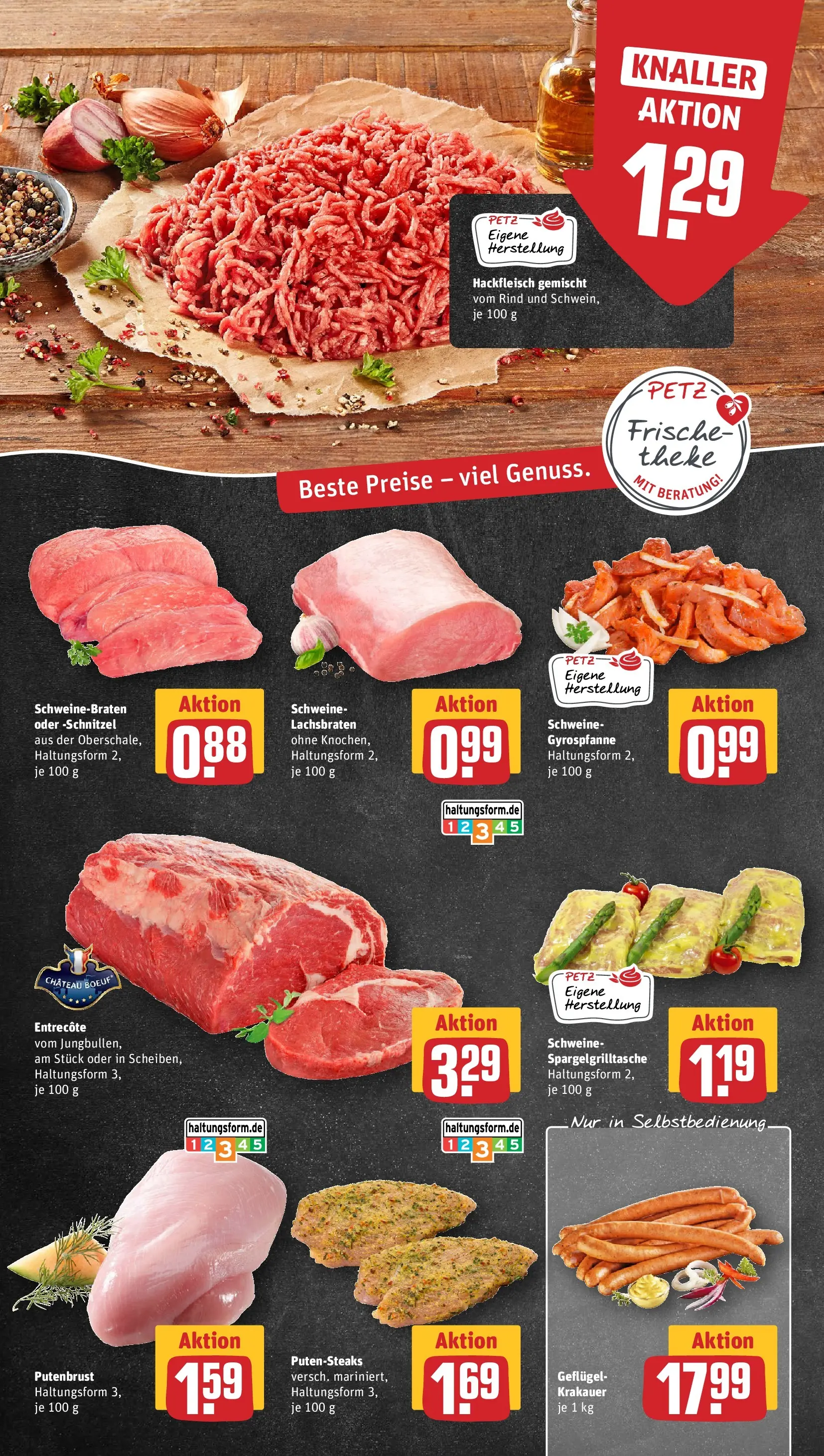 REWE Prospekt ab 20.04.2026 zum Blättern » Angebote | Seite: 10 | Produkte: Entrecote, Schnitzel, Hackfleisch