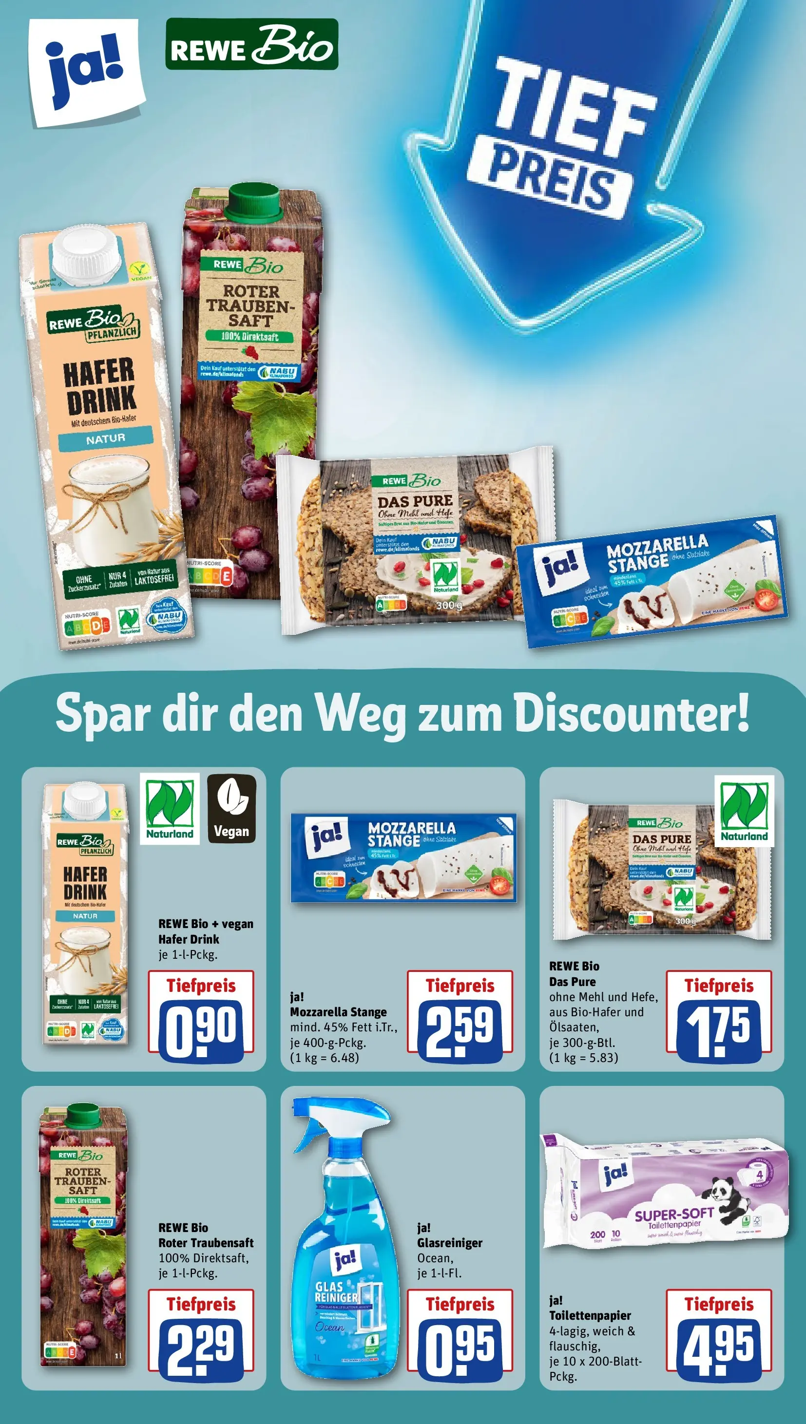 REWE Prospekt ab 20.04.2026 zum Blättern » Angebote | Seite: 23 | Produkte: Trauben, Mozzarella, Saft, Toilettenpapier