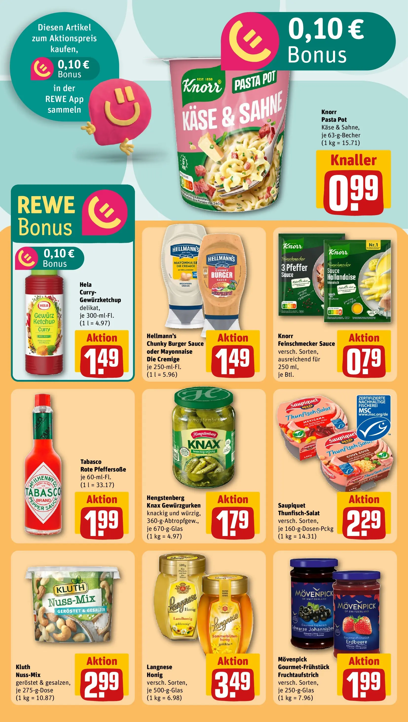REWE Prospekt ab 20.04.2026 zum Blättern » Angebote | Seite: 24 | Produkte: Burger, Knorr, Ketchup, Erbsen