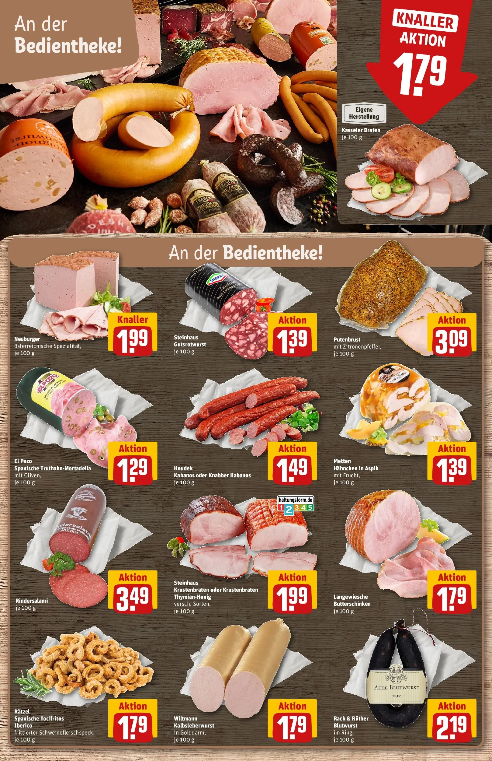 REWE Prospekt ab 20.04.2026 zum Blättern » Angebote | Seite: 14 | Produkte: Hahnchen, Krustenbraten, Salami