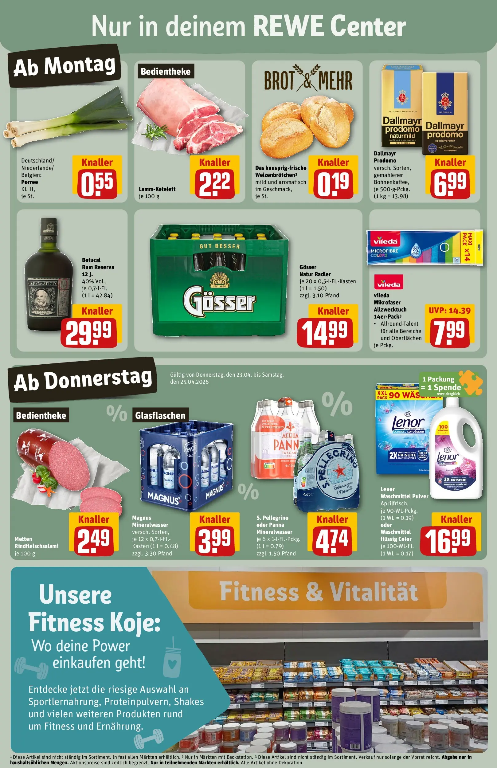 REWE Prospekt ab 20.04.2026 zum Blättern » Angebote | Seite: 3 | Produkte: Lenor, Rum, Mineralwasser, Radler