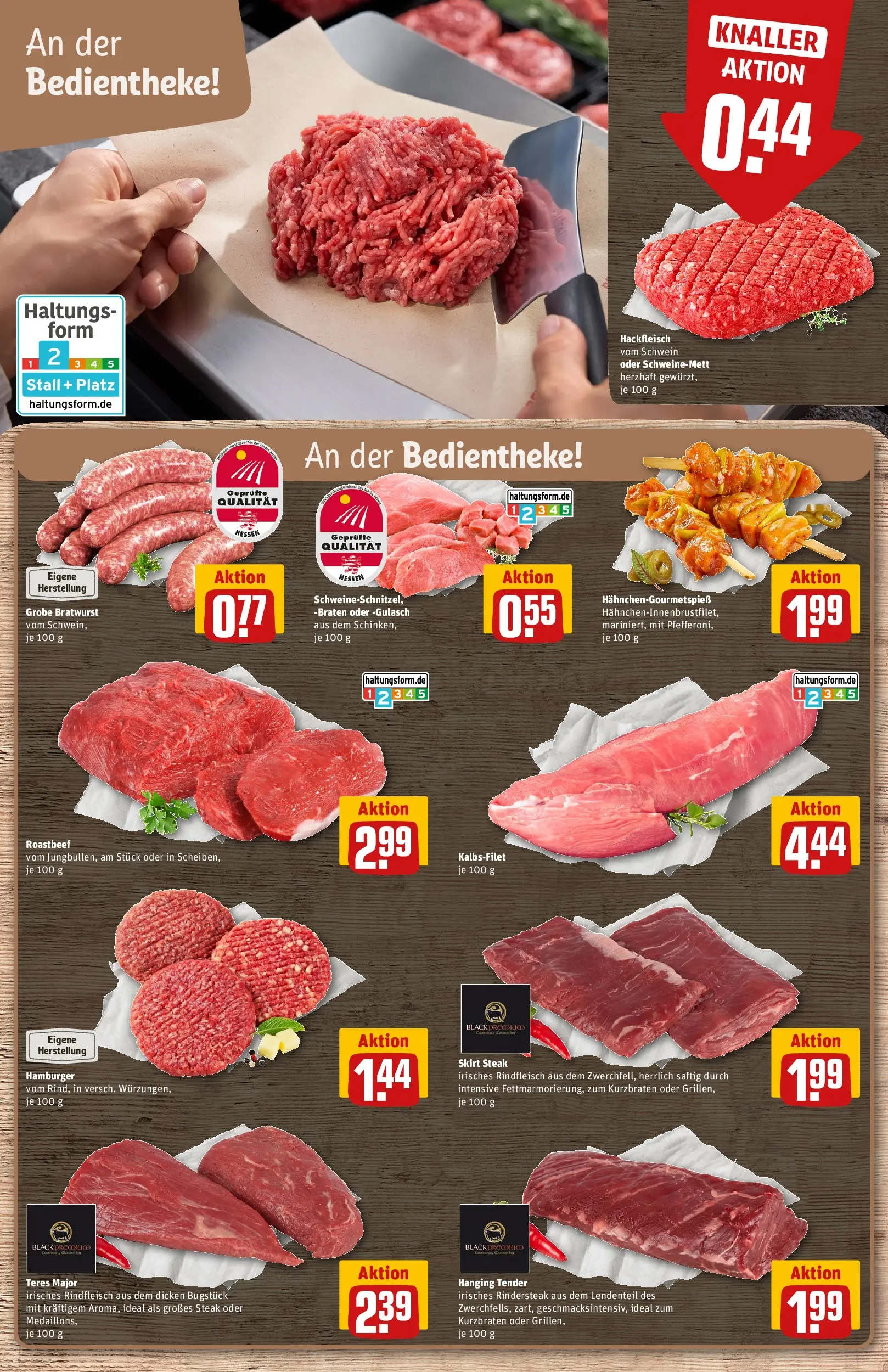 REWE Prospekt ab 20.04.2026 zum Blättern » Angebote | Seite: 13 | Produkte: Bratwurst, Burger, Gulasch, Hackfleisch