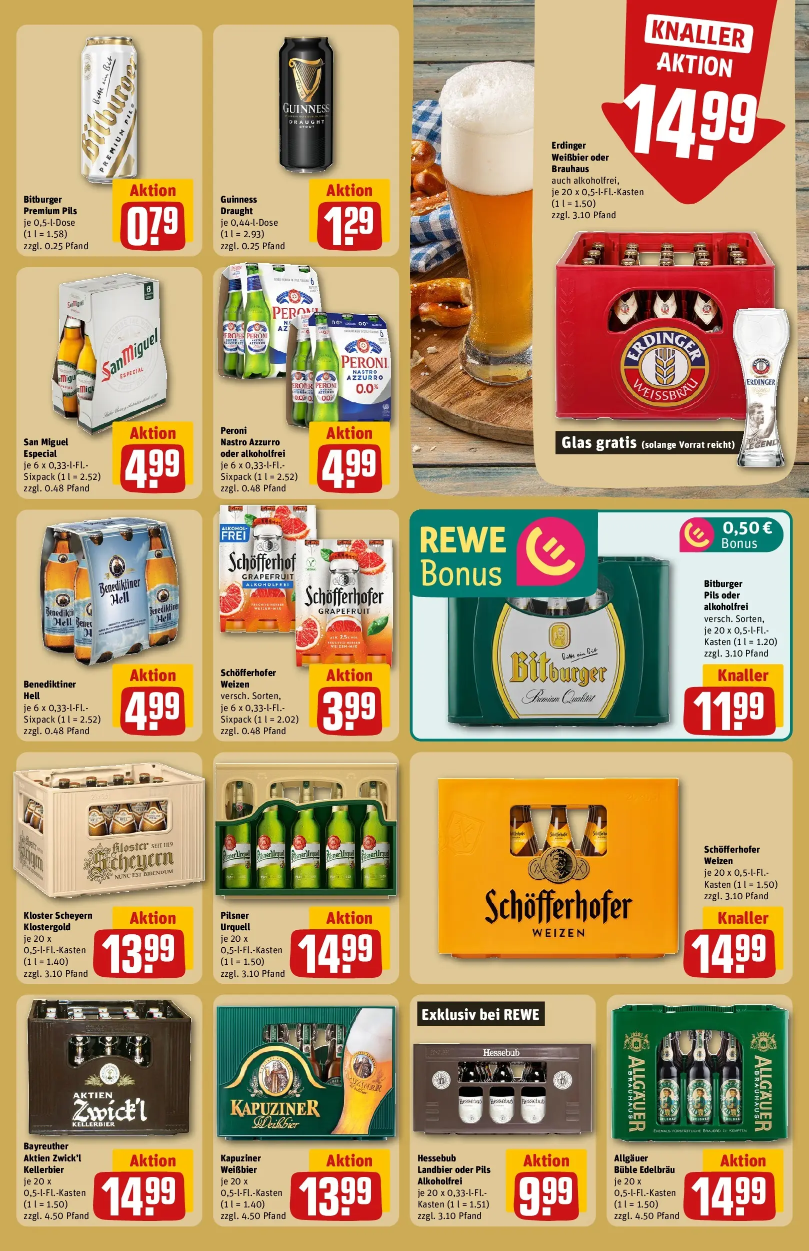 REWE Prospekt ab 20.04.2026 zum Blättern » Angebote | Seite: 21 | Produkte: Erdinger, Weißbier, Benediktiner hell, Grapefruit