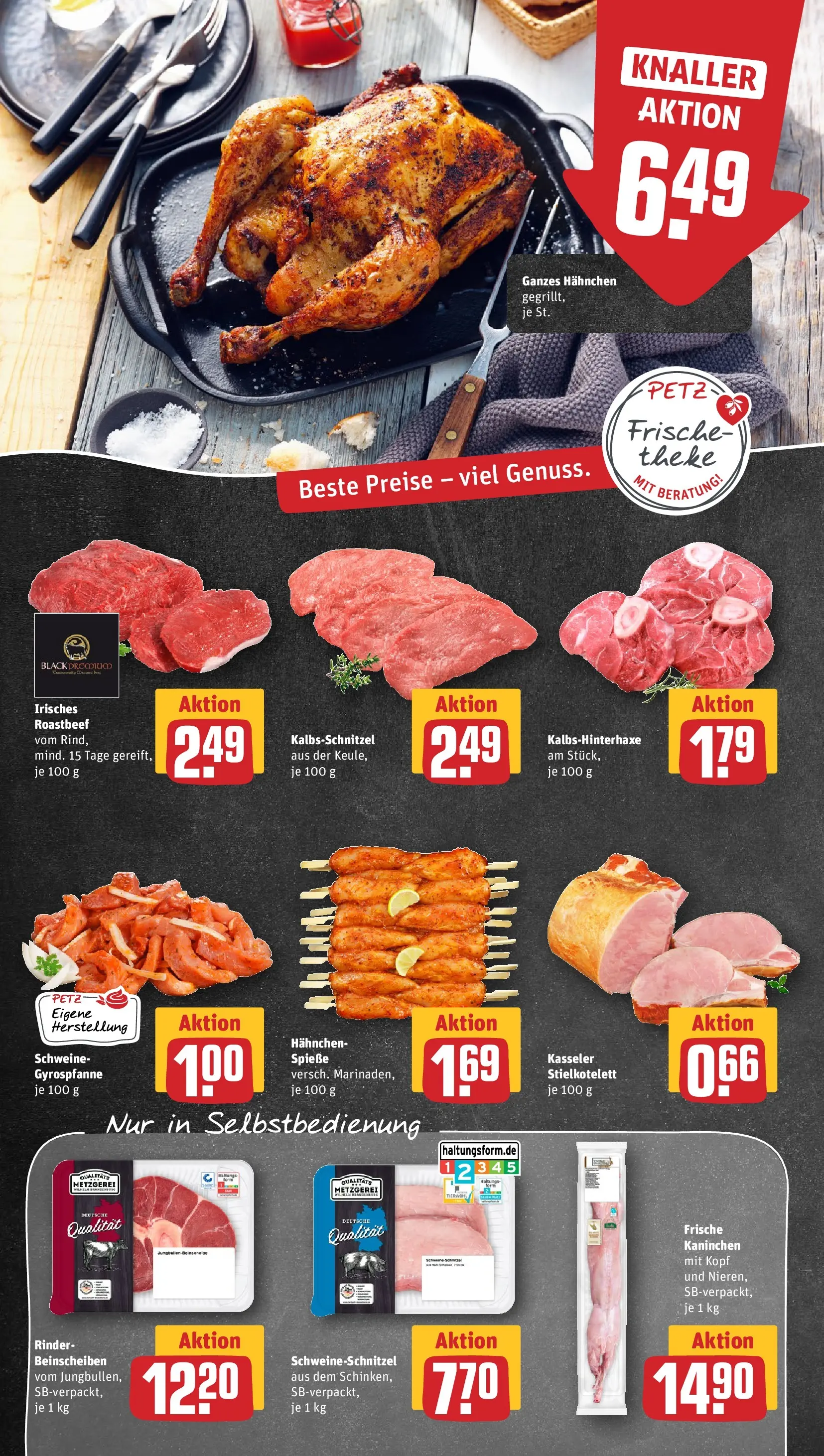 REWE Prospekt ab 20.04.2026 zum Blättern » Angebote | Seite: 10 | Produkte: Kaninchen, Spieße, Schnitzel, Roastbeef