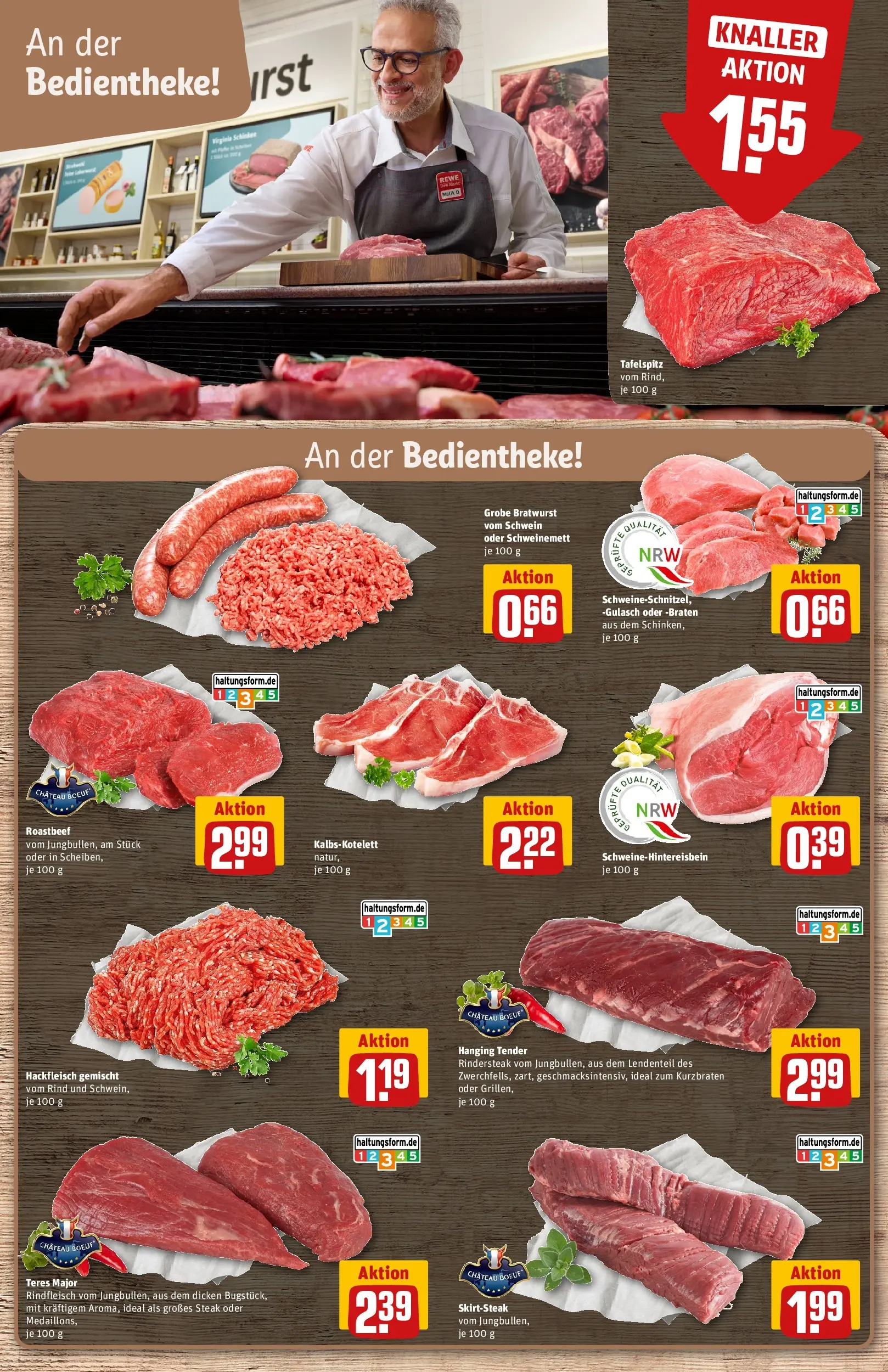REWE Prospekt ab 20.04.2026 zum Blättern » Angebote | Seite: 13 | Produkte: Tafelspitz, Roastbeef, Gulasch, Rindfleisch