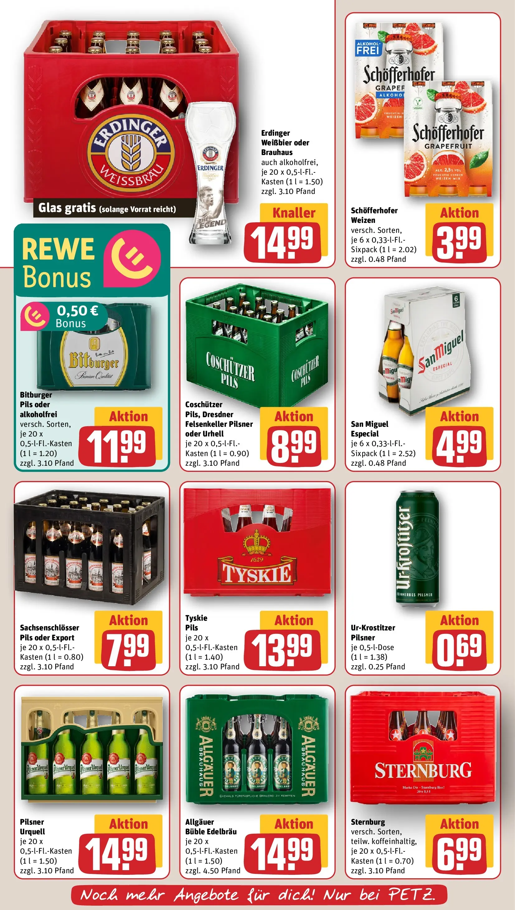 REWE Prospekt ab 20.04.2026 zum Blättern » Angebote | Seite: 23 | Produkte: Bitburger, Tyskie, Bier, Pils