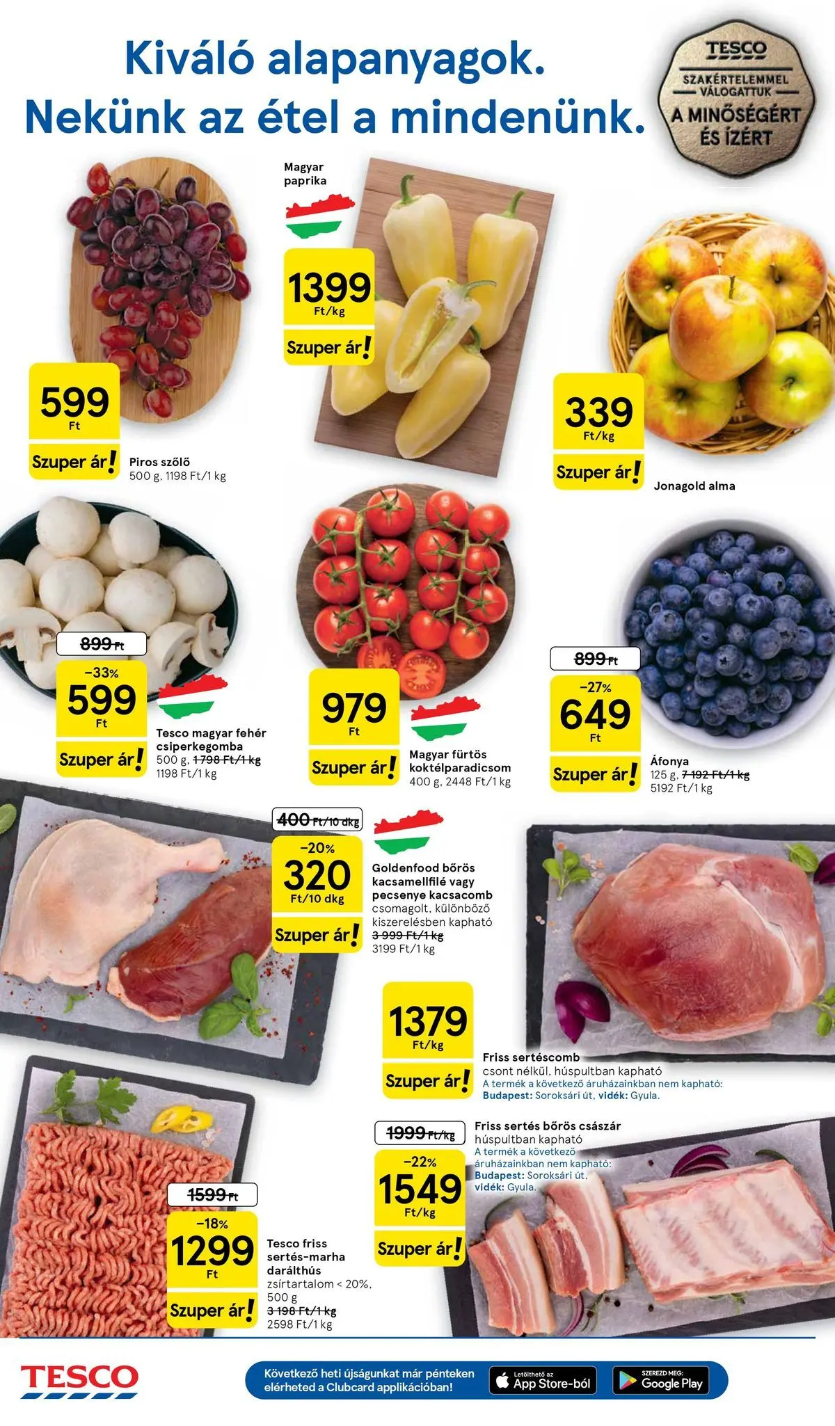 Tesco - Tesco újság érvényessége 2026.04.22-ig - 2026.04.15.-tól - online | Oldal: 2 | Termékek: Csiperkegomba, Sertéscomb, Koktélparadicsom, Alma