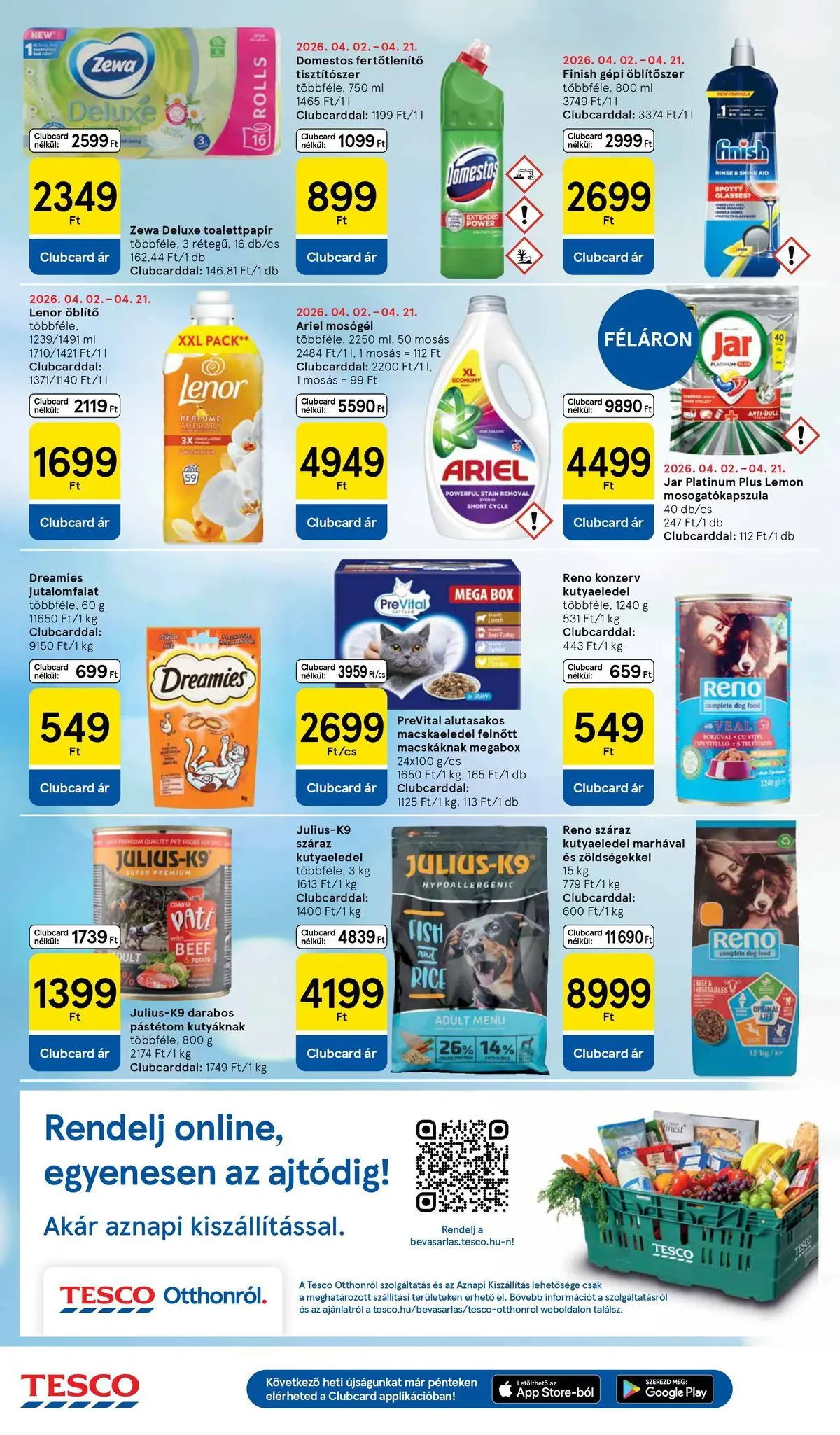 Tesco - Tesco újság érvényessége 2026.04.22-ig - 2026.04.15.-tól - online | Oldal: 8 | Termékek: Ariel, Macskaeledel, Pástétom, Öblítőszer