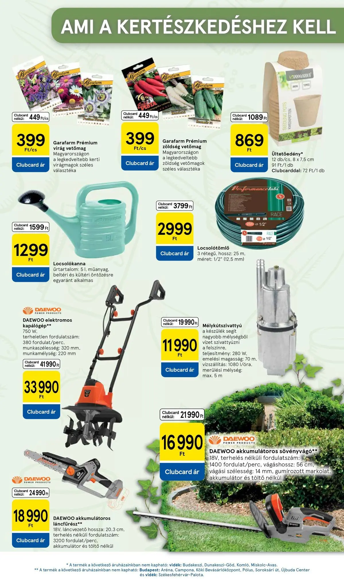 Tesco - Tesco újság érvényessége 2026.04.22-ig - 2026.04.15.-tól - online | Oldal: 13 | Termékek: Vetőmag, Locsolótömlő, Sövényvágó, Láncfűrész