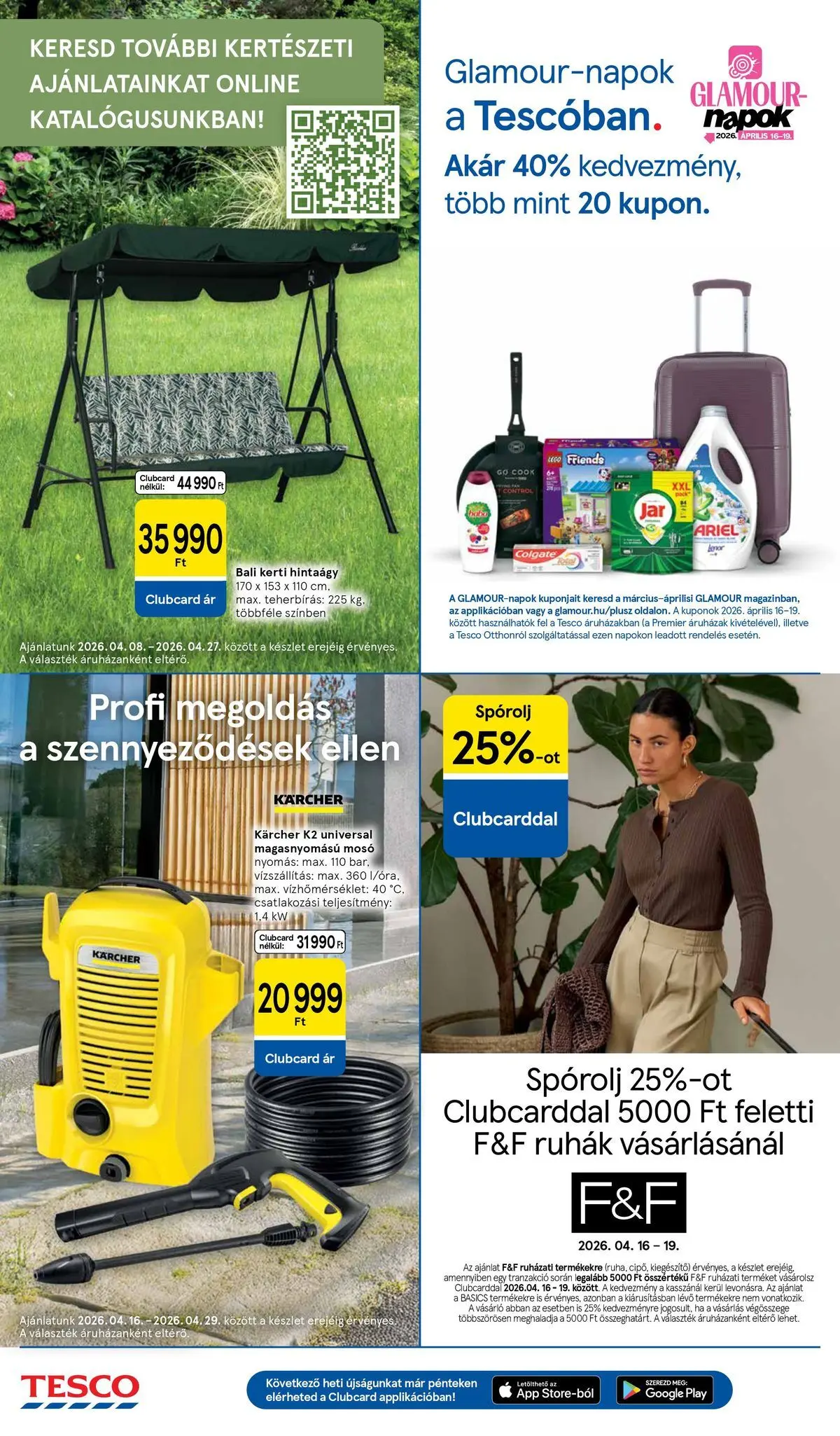 Tesco - Tesco újság érvényessége 2026.04.22-ig - 2026.04.15.-tól - online | Oldal: 16 | Termékek: Ariel, Magasnyomású mosó, Hintaágy