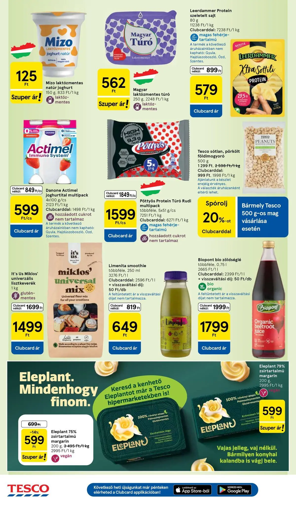 Tesco - Tesco újság érvényessége 2026.04.22-ig - 2026.04.15.-tól - online | Oldal: 20 | Termékek: Laktózmentes túró, Vaj, Vegán, Smoothie
