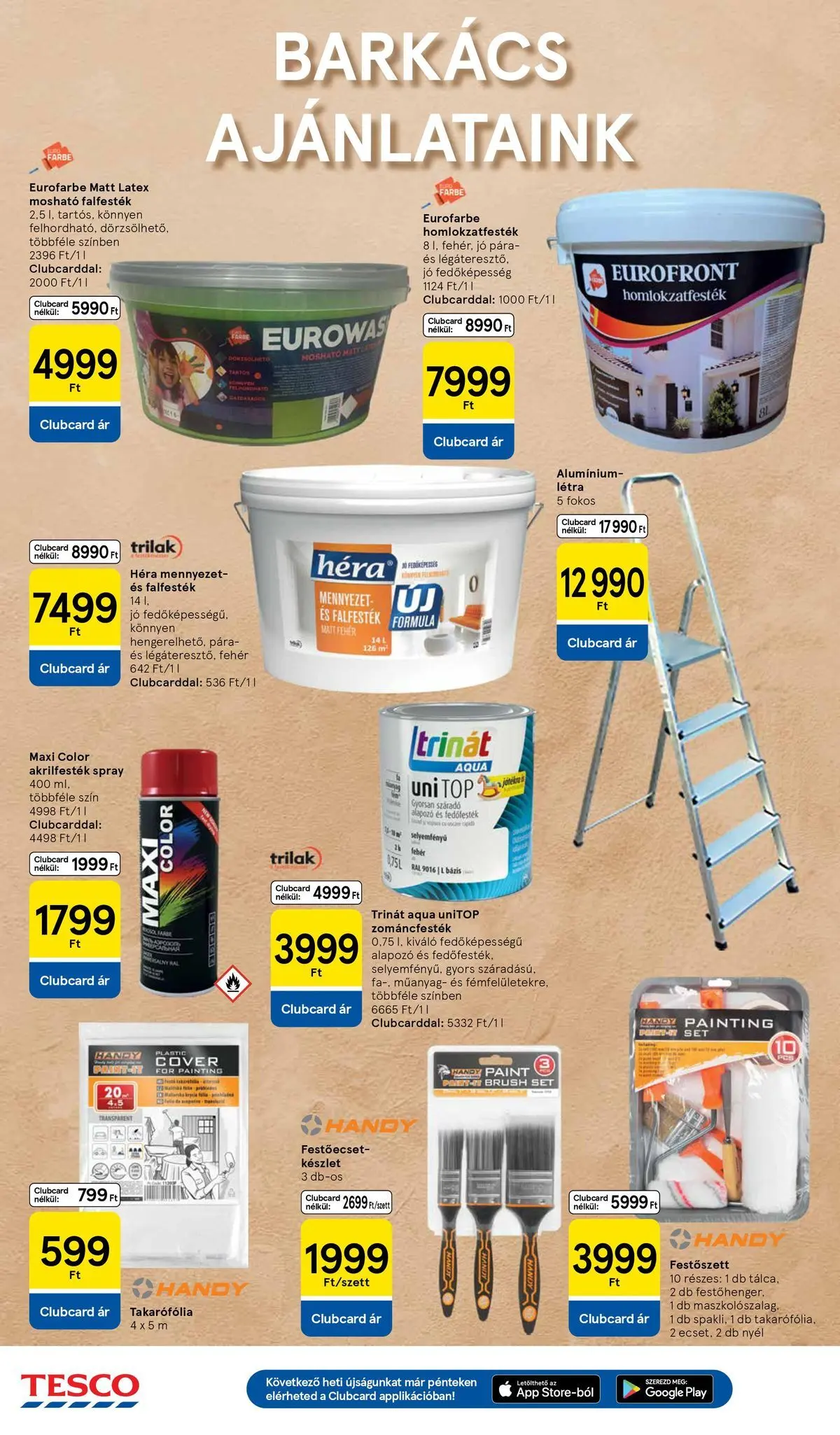Tesco - Tesco újság érvényessége 2026.04.22-ig - 2026.04.15.-tól - online | Oldal: 28 | Termékek: Akrilfesték, Alapozó, Létra