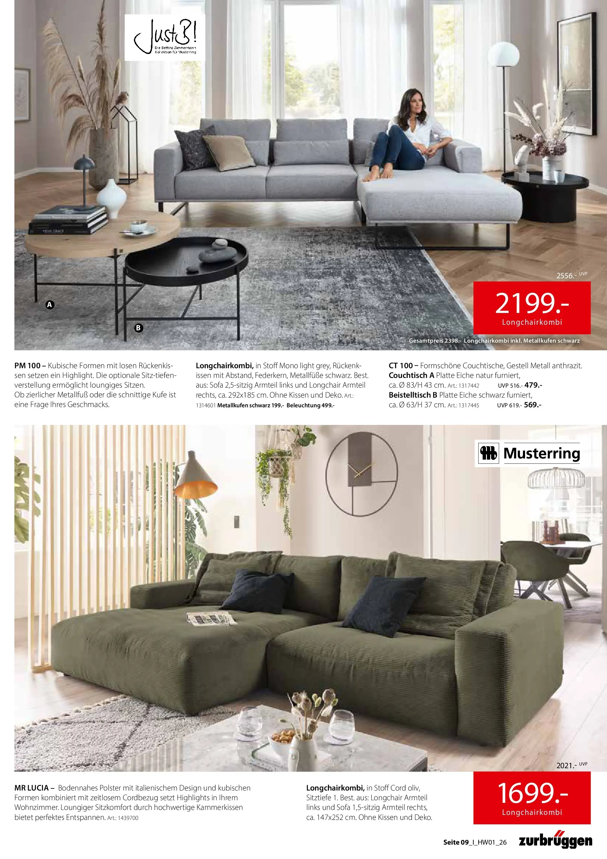 Zurbrüggen Ihr Einrichtungshaus der Extraklasse (ab 27.03.2026) zum Blättern | Seite: 9 | Produkte: Beistelltisch, Kissen, Sofa, Couchtisch