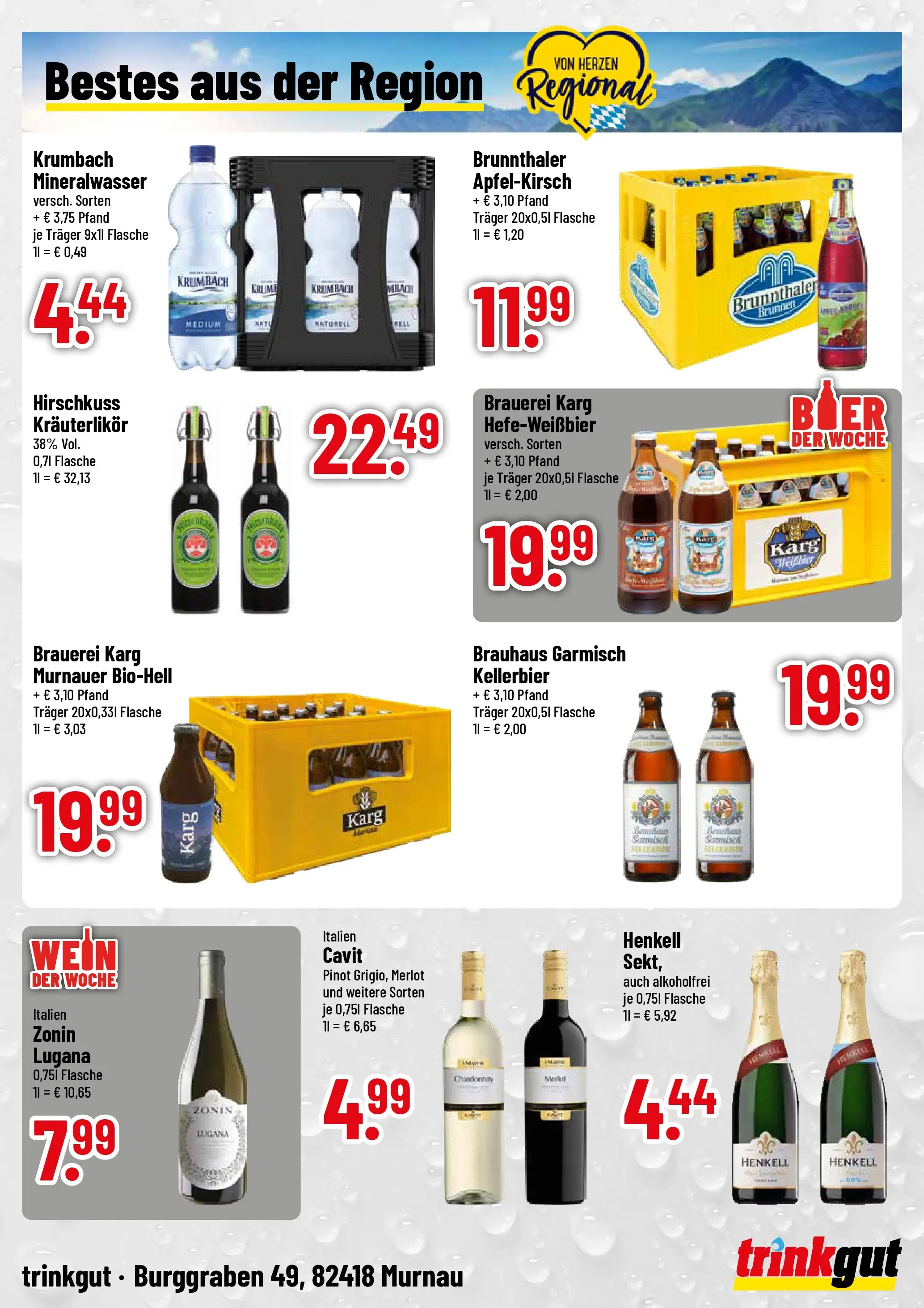 Trinkgut Prospekt Murnau	 (ab 20.04.2026) » Angebote online | Seite: 4 | Produkte: Merlot, Mineralwasser, Wein