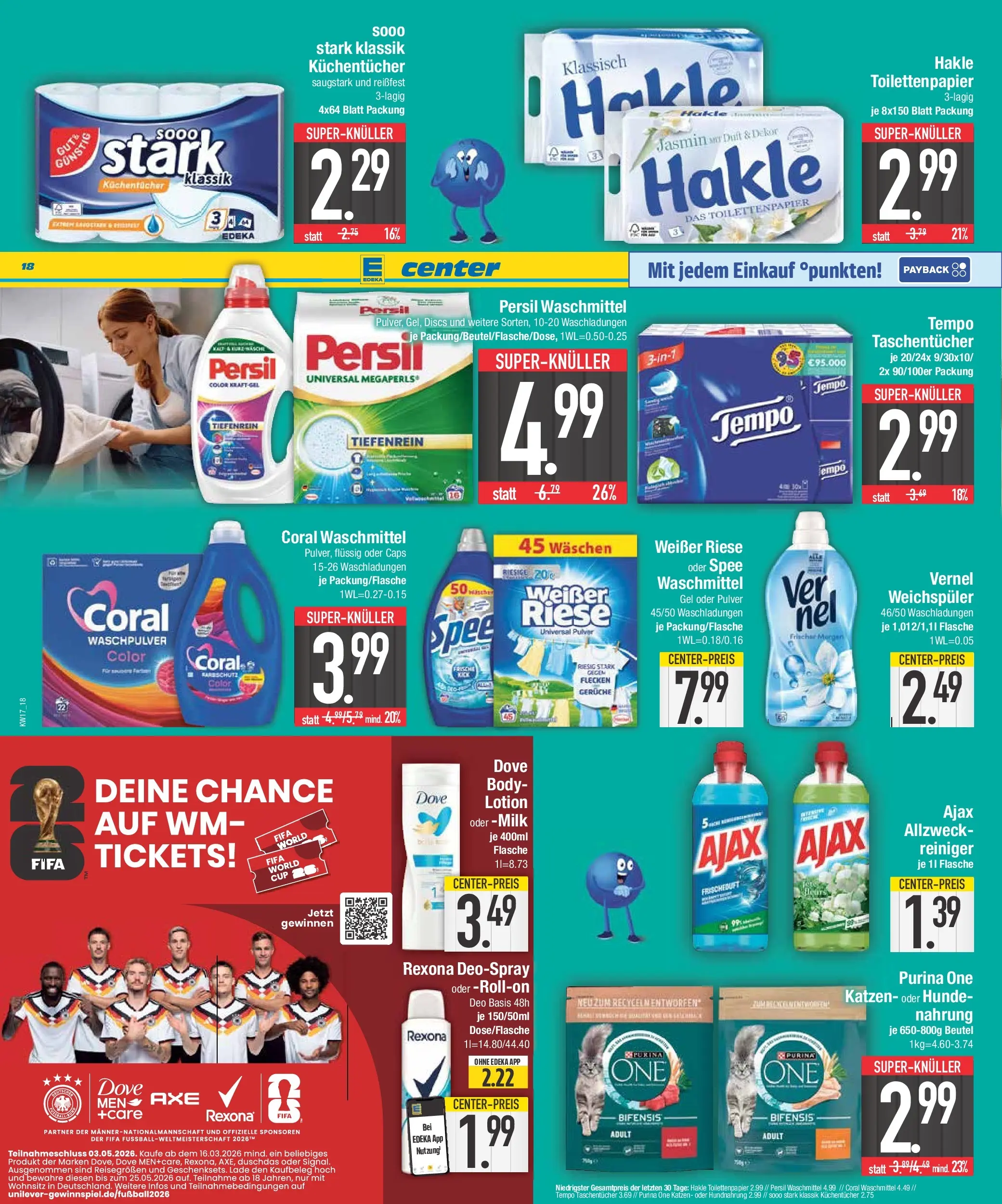 E center Prospekt Bad Reichenhall	 (ab 19.04.2026) zum Blättern | Seite: 18 | Produkte: Duschdas, Body Lotion, Tempo, Toilettenpapier