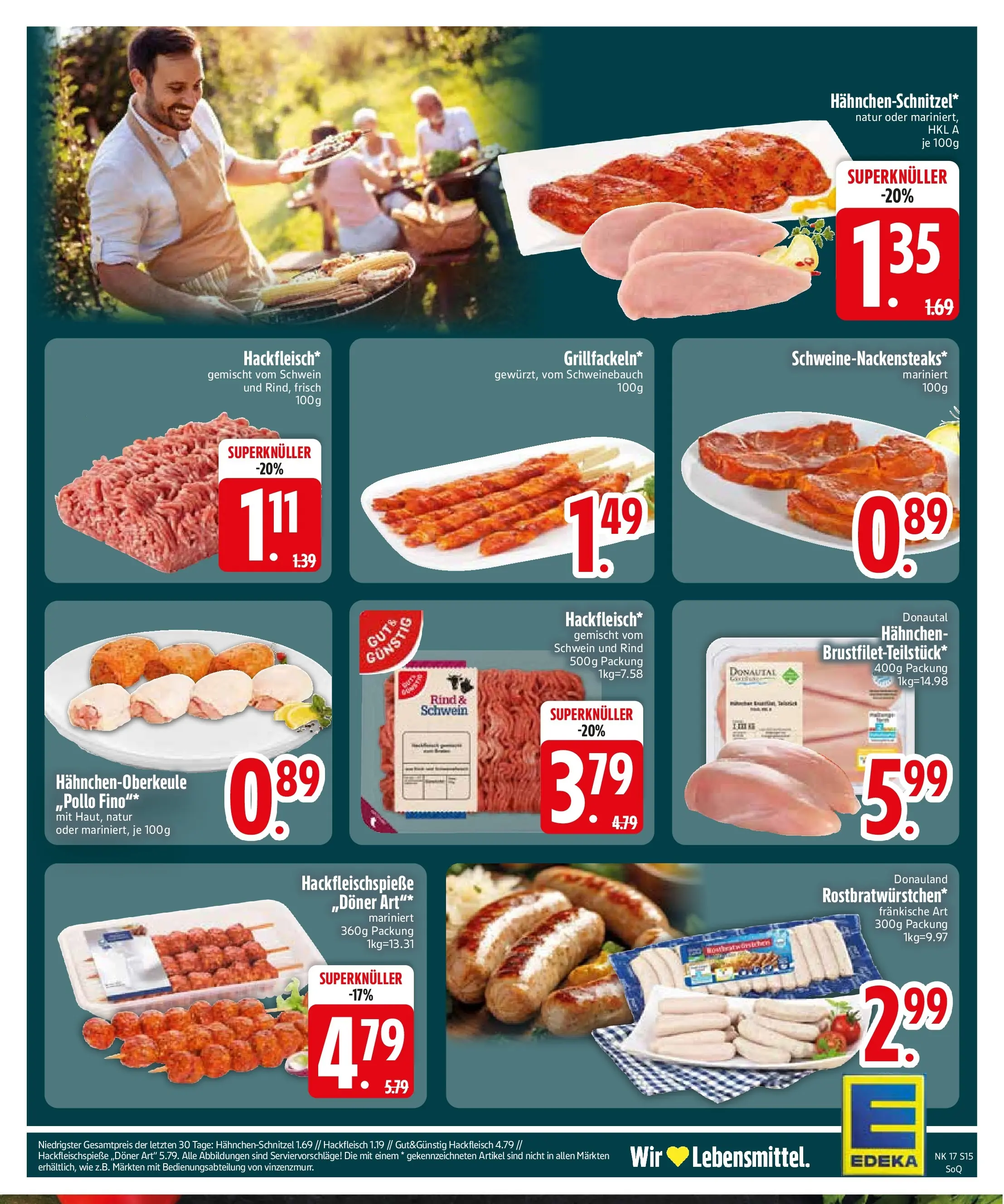 Edeka prospekt Sonthofen	 (ab 20.04.2026) » Angebote Online | Seite: 17 | Produkte: Hahnchen, Schweinebauch, Schnitzel, Hackfleisch