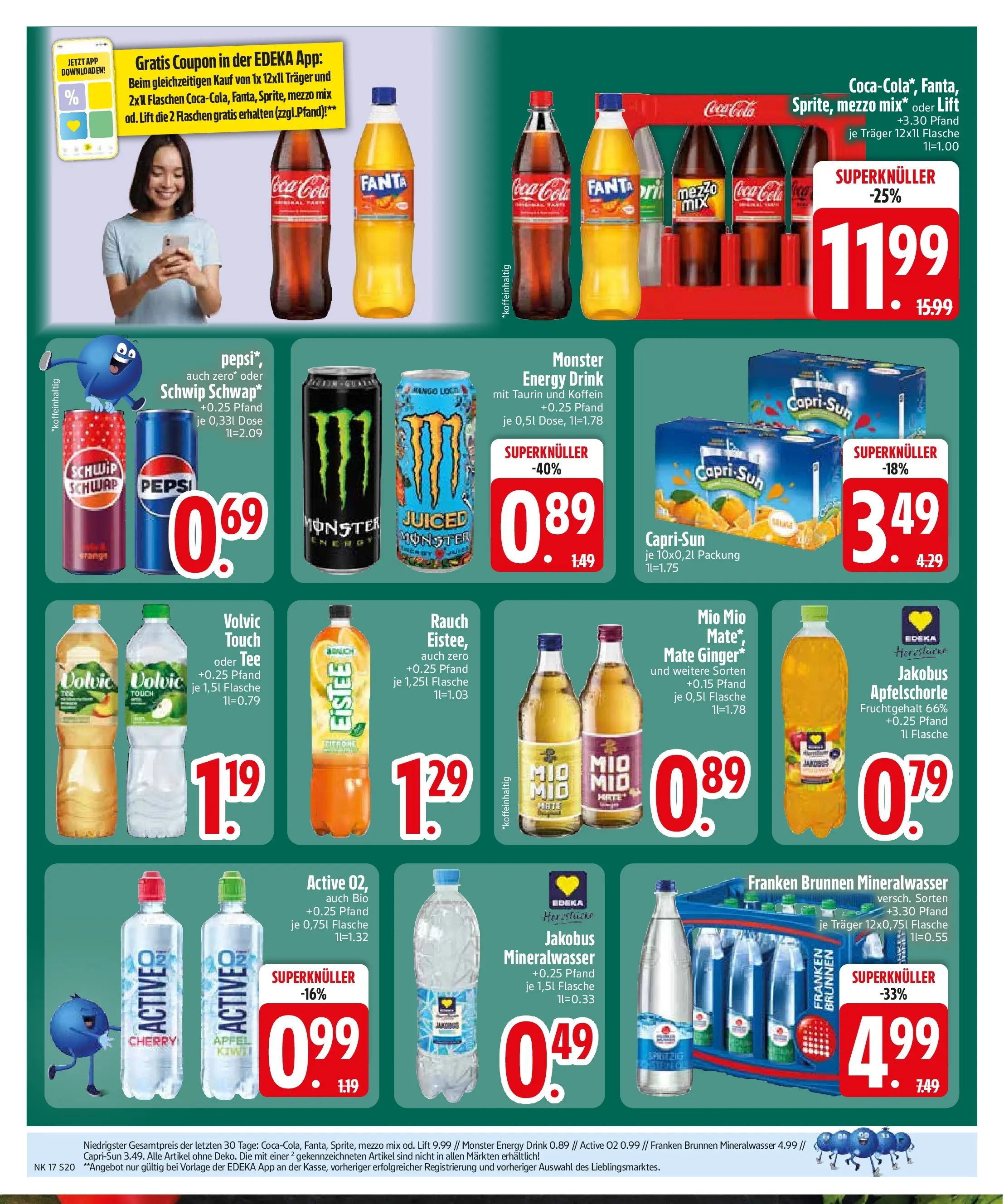 Edeka prospekt Vohburg	 (ab 20.04.2026) » Angebote Online | Seite: 22 | Produkte: Mezzo mix, Cola, Tee, Volvic