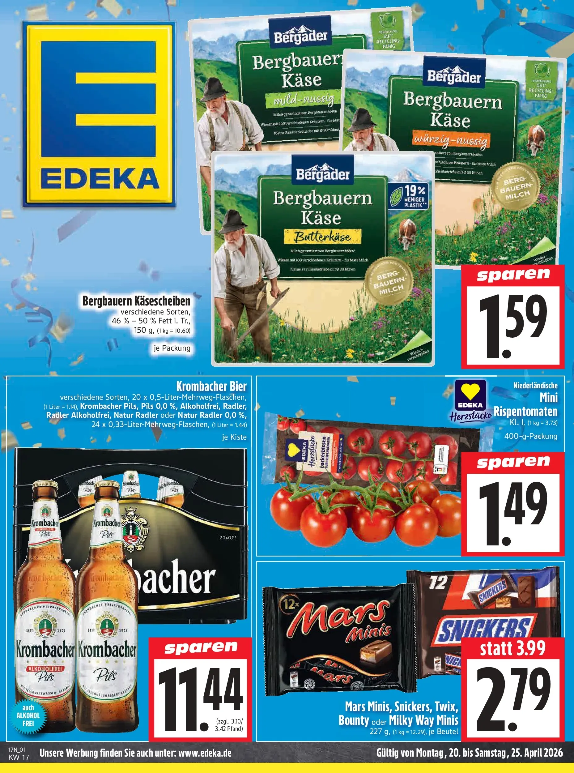 Angebote - Edeka Hahner: Wochenangebote (ab 19.04.2026) zum Blättern | Seite: 3 | Produkte: Milch, Snickers, Mars, Krombacher