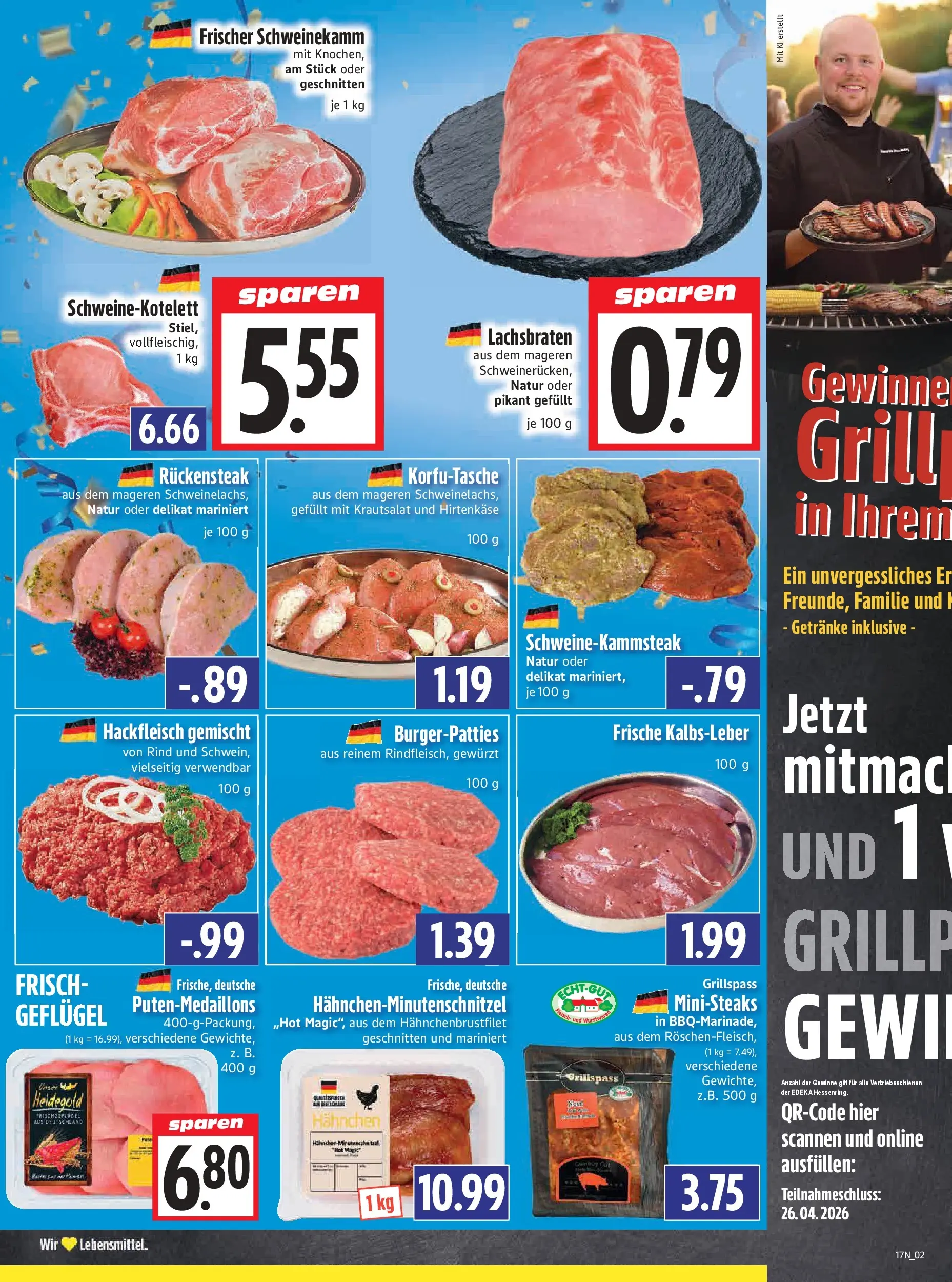 Angebote - Edeka Hahner: Wochenangebote (ab 19.04.2026) zum Blättern | Seite: 4 | Produkte: Grill, Hahnchen, Kalbsleber, Fleisch