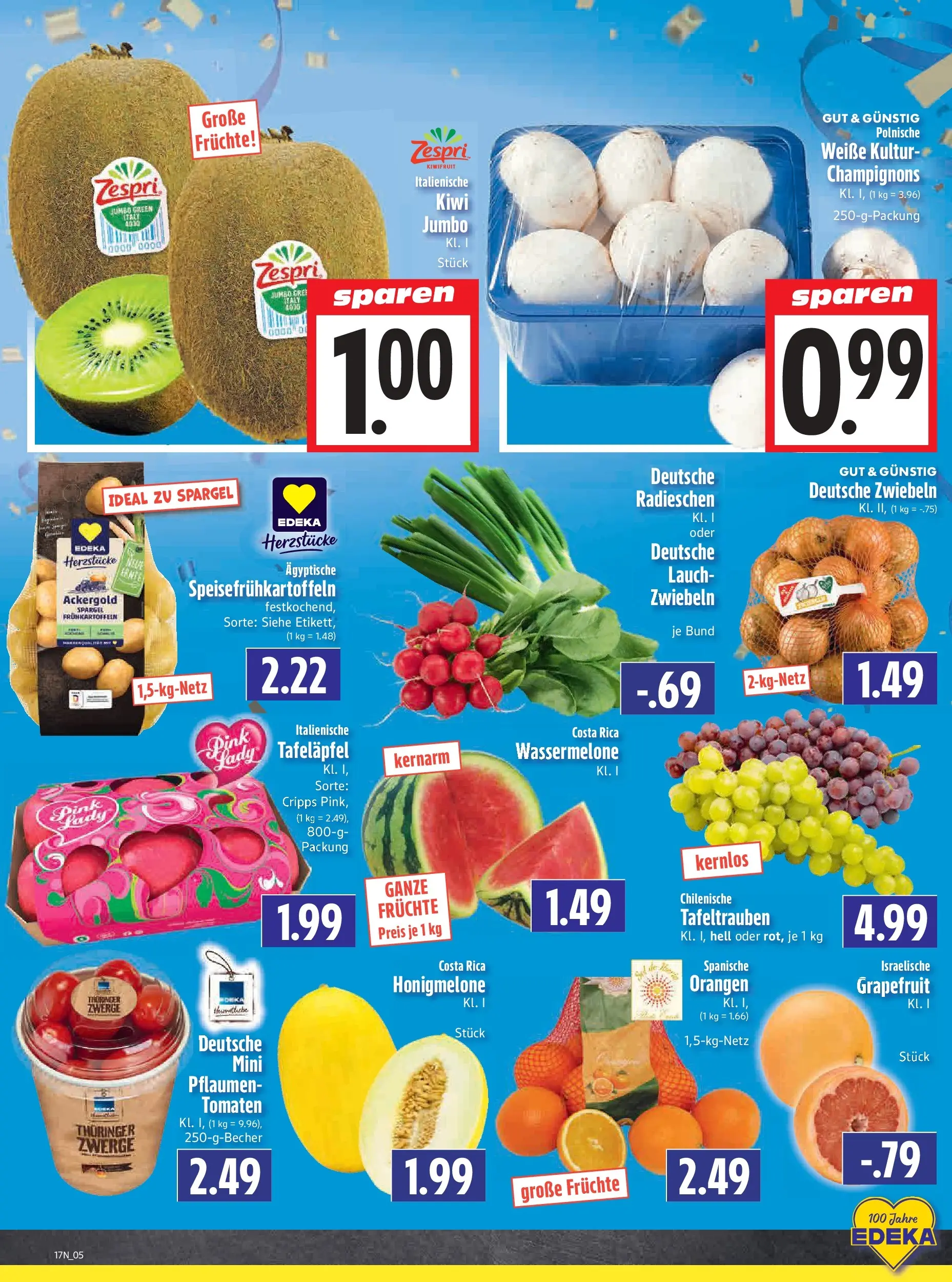 Angebote - Edeka Hahner: Wochenangebote (ab 19.04.2026) zum Blättern | Seite: 7 | Produkte: Champignons, Grapefruit, Zwiebeln, Kiwi