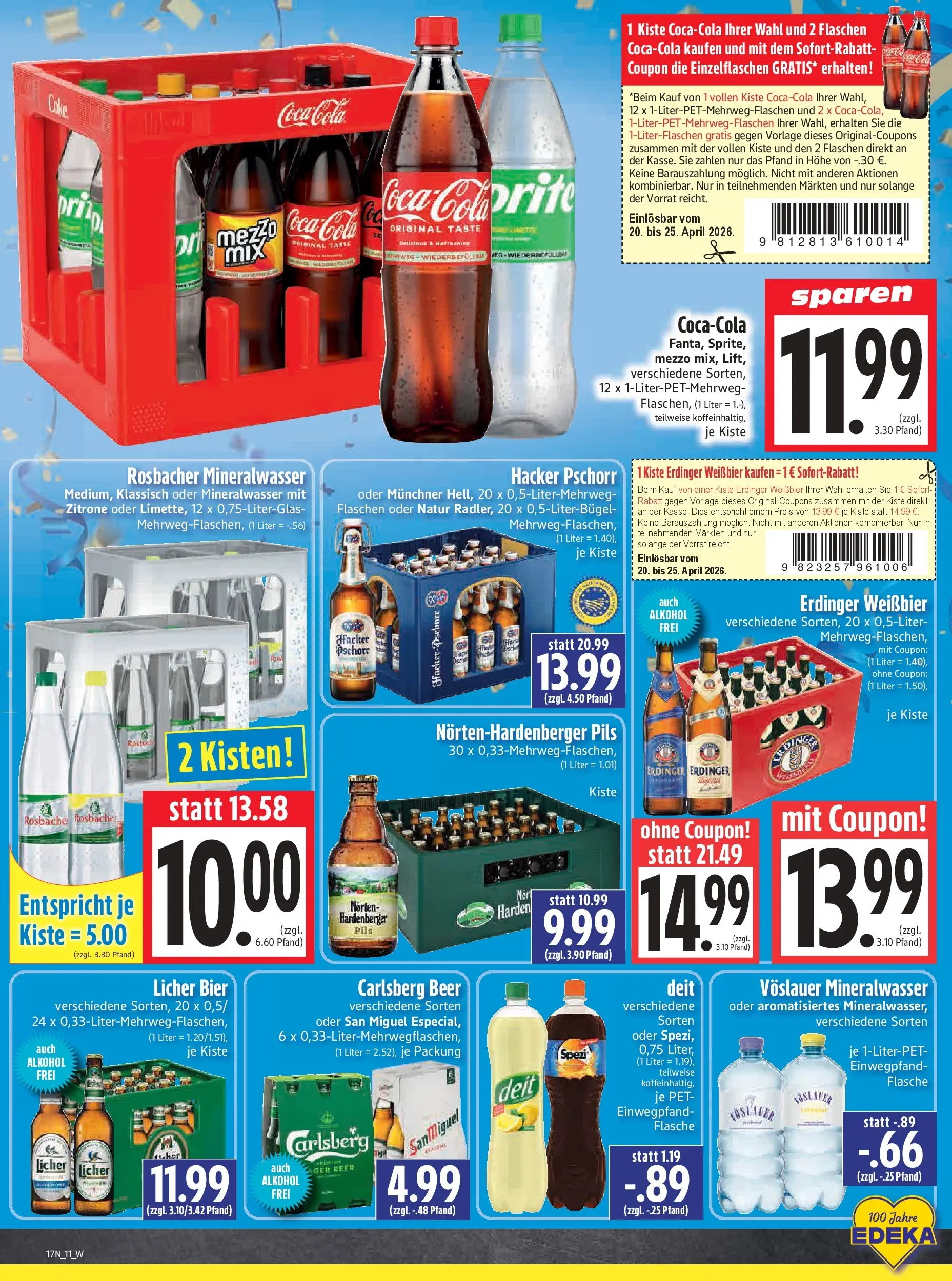 Angebote - Edeka Hahner: Wochenangebote (ab 19.04.2026) zum Blättern | Seite: 13 | Produkte: Cola, Bier, Pils, Zitrone